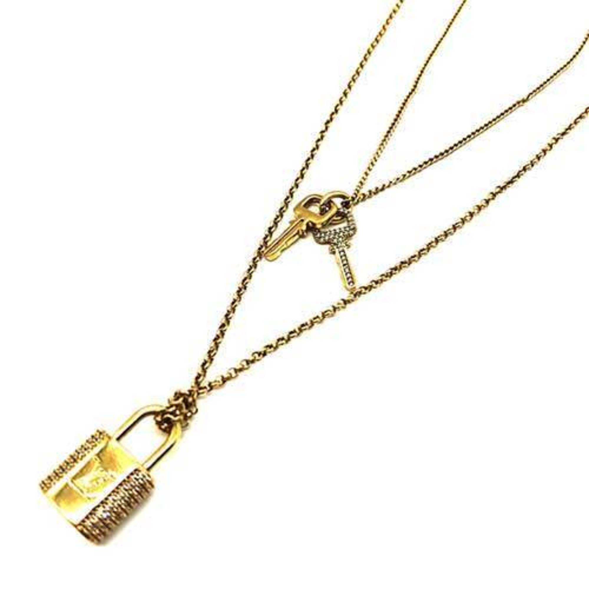 Padlock Pendant Necklace Metal with Rhinestone