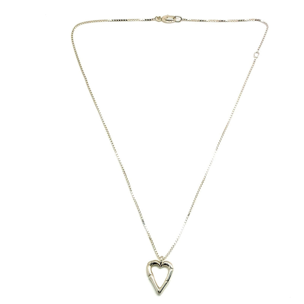 Heart Bamboo Pendant Necklace Sterling Silver