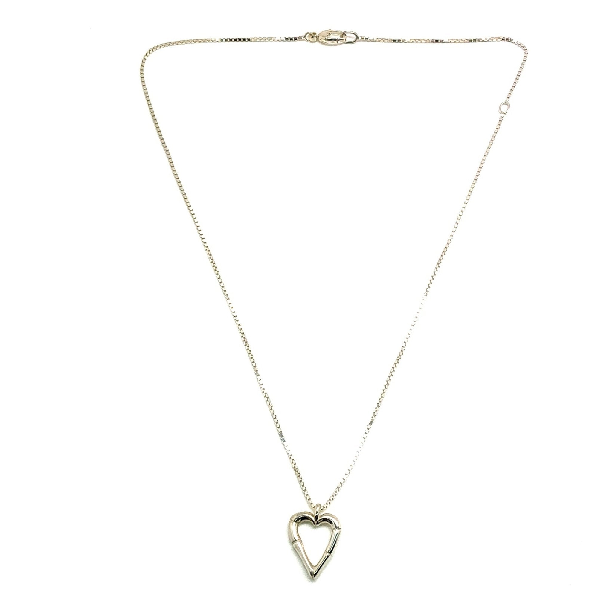 Heart Bamboo Pendant Necklace Sterling Silver