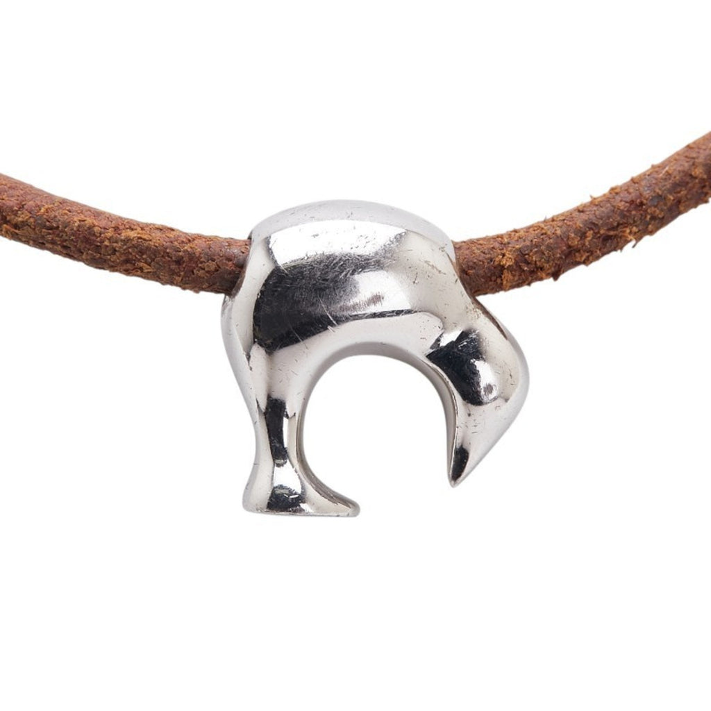 Pendant Necklace Leather and Sterling Silver