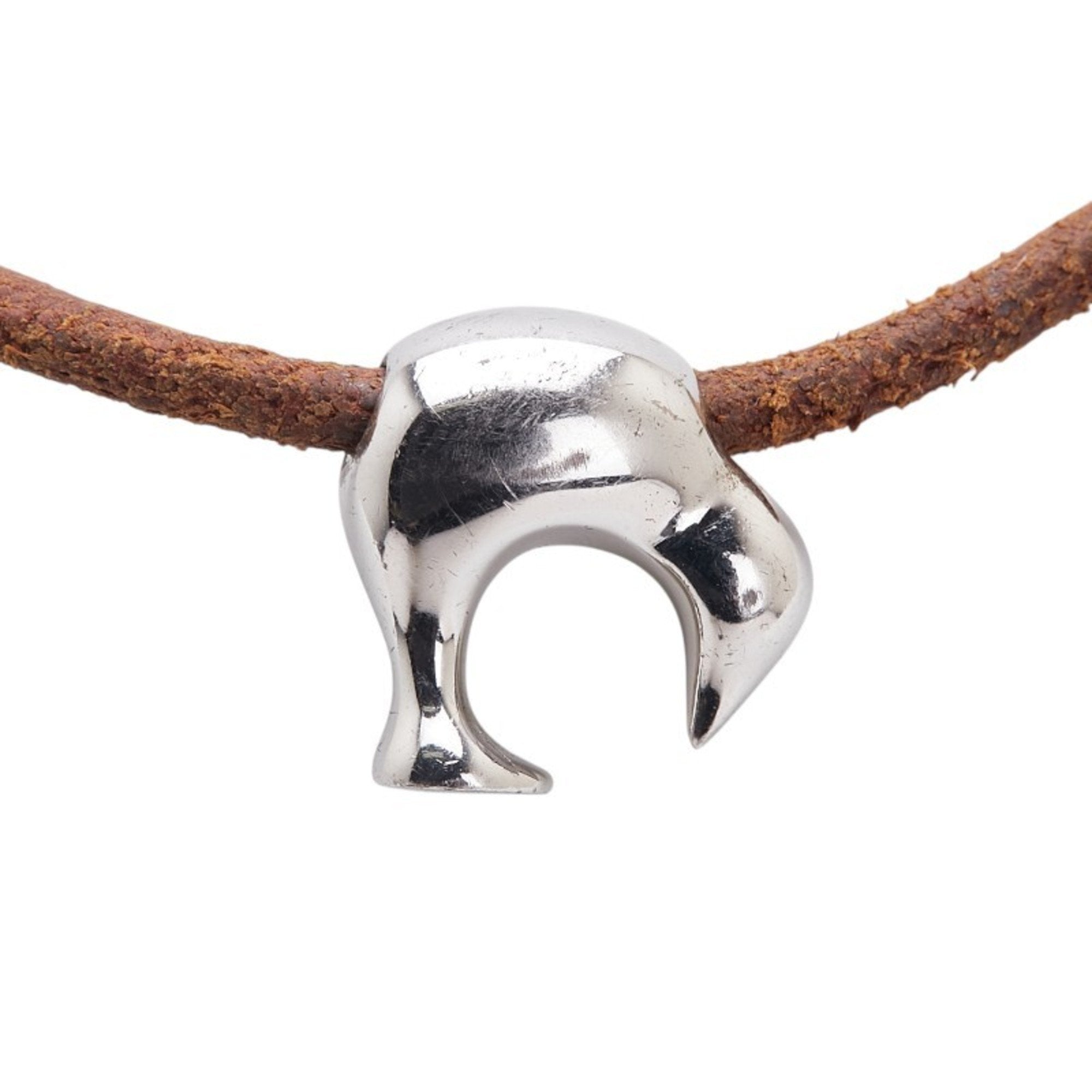 Pendant Necklace Leather and Sterling Silver