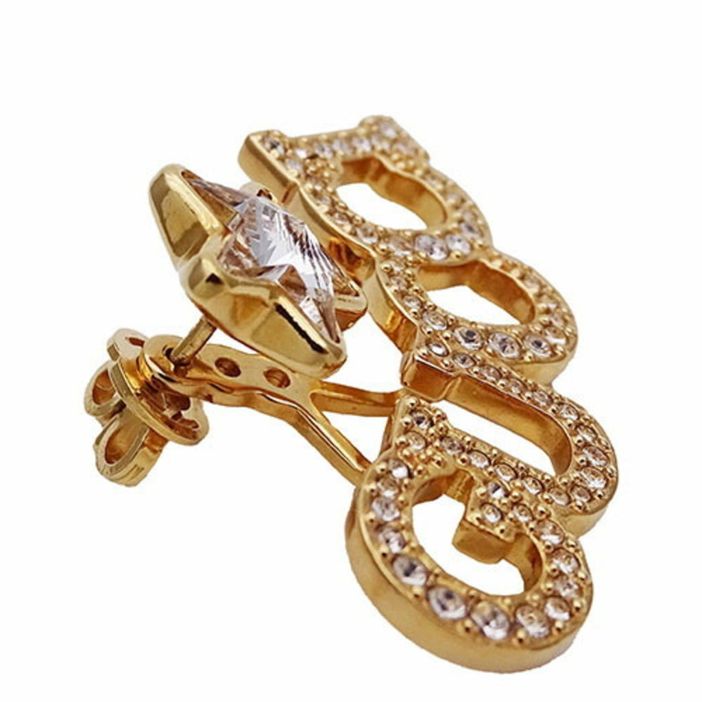 Single Earring Rhinestone Gold-Tone Metal