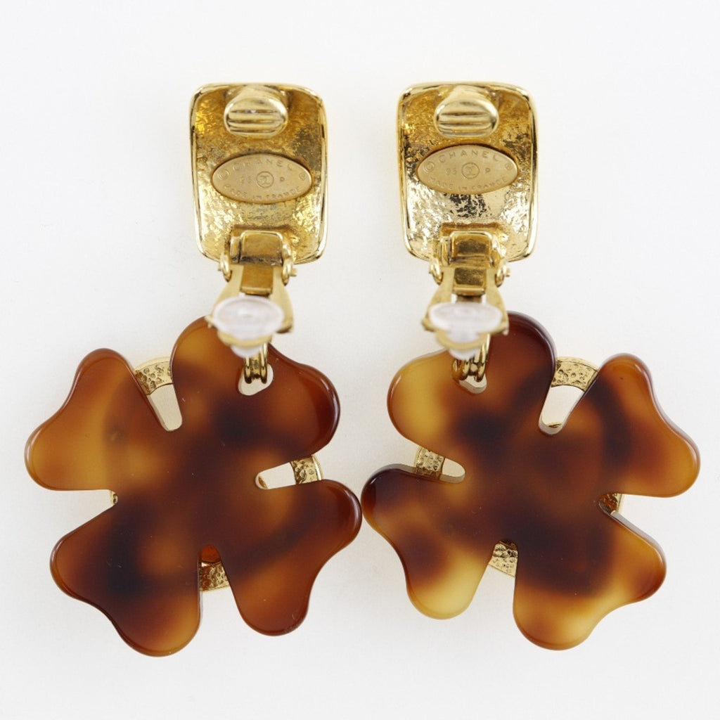 CC Logo Heart Clover Earrings Metal