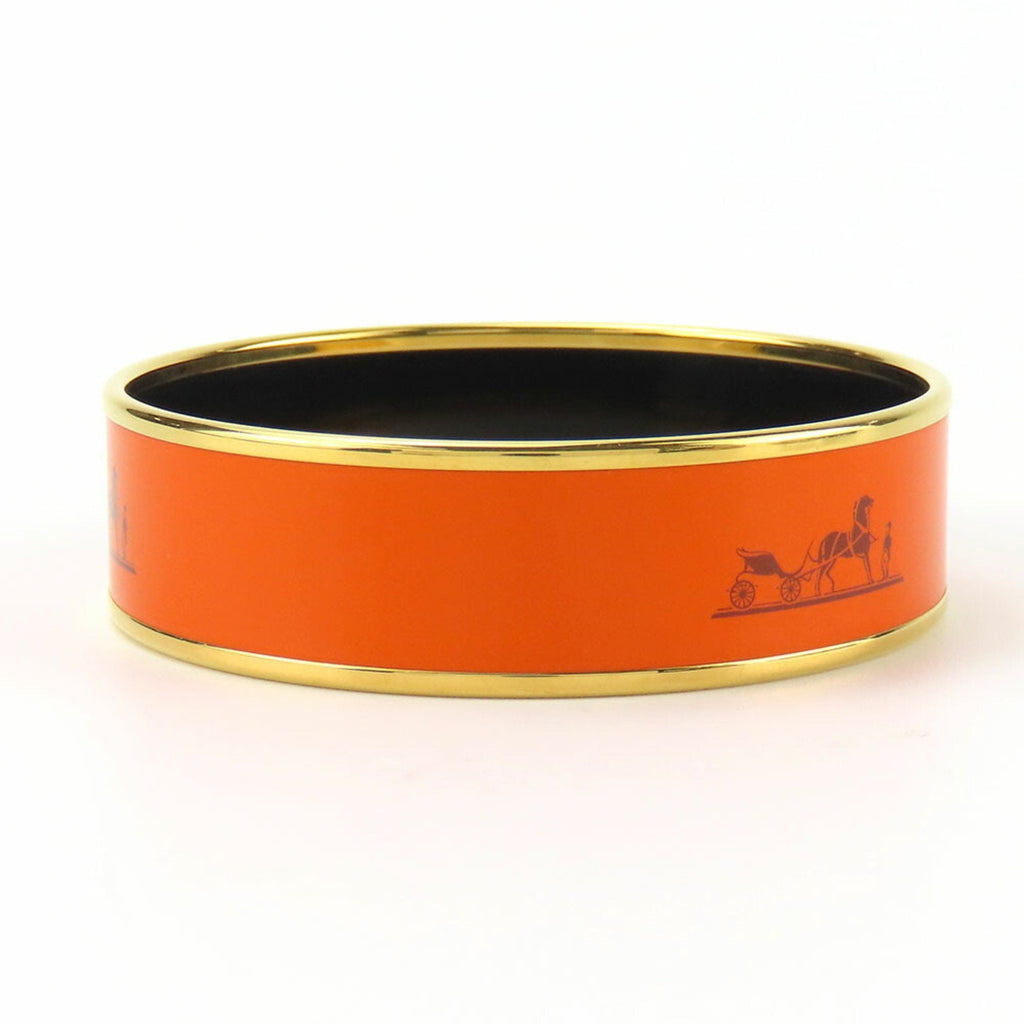 Bangle Bracelet Enamel and Metal Orange