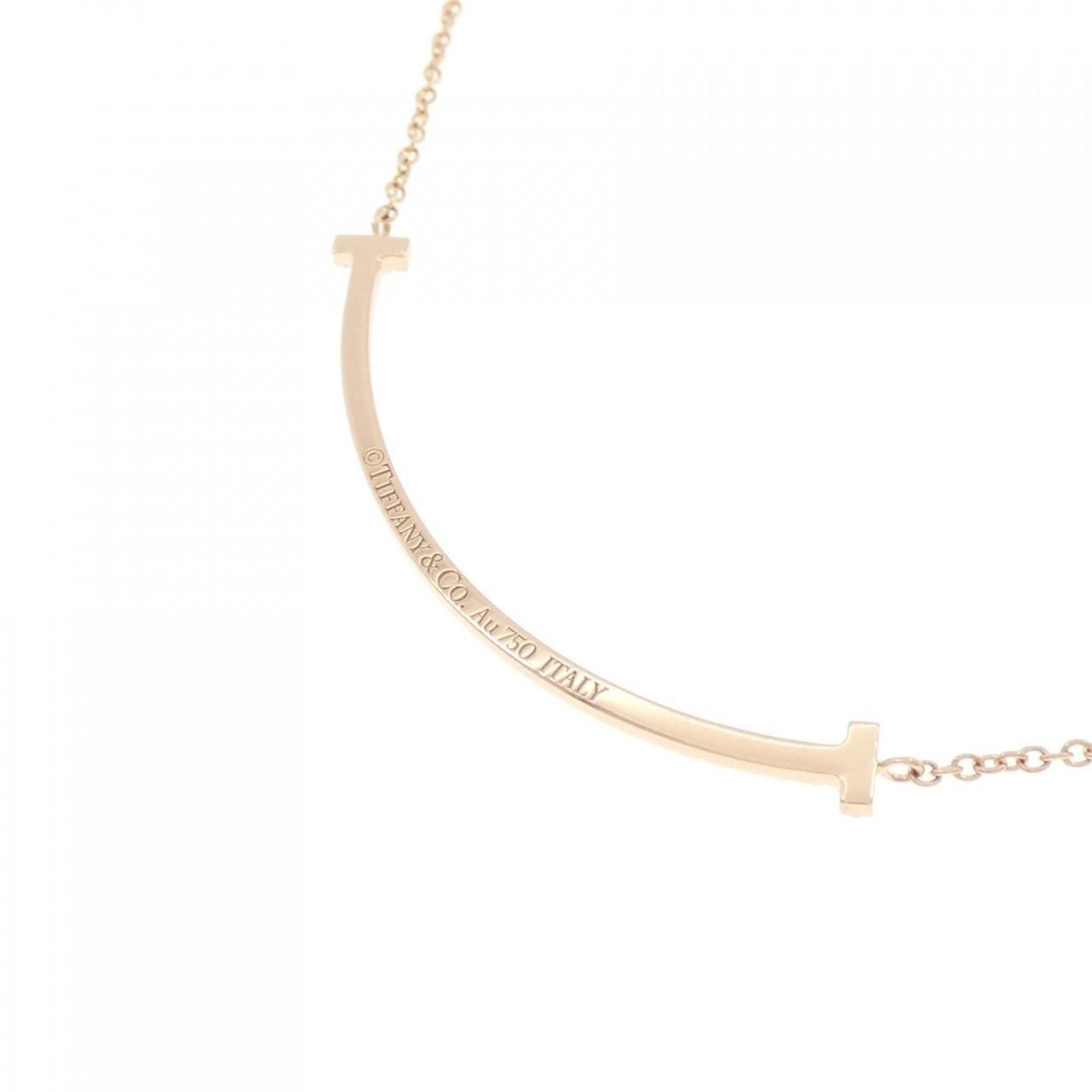 T Smile Pendant Necklace 18K Rose Gold with Diamonds