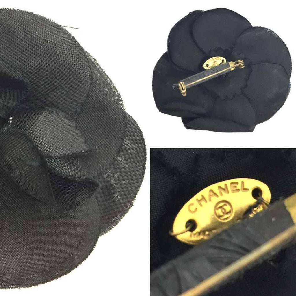 Corsage Brooch Leather Black