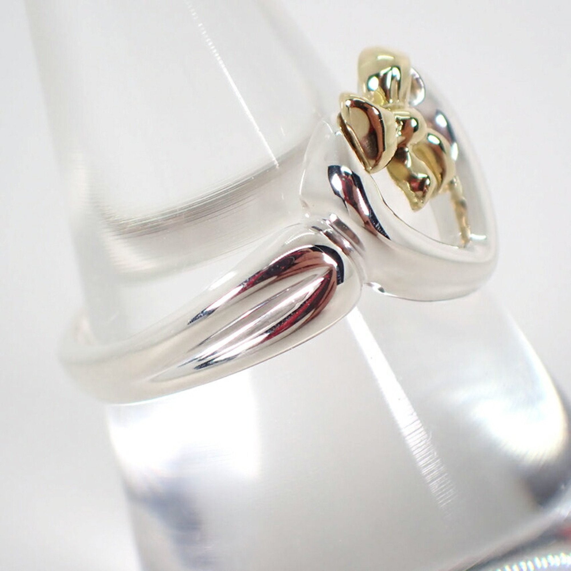 Ribbon Heart Ring Sterling Silver and 18K Yellow Gold