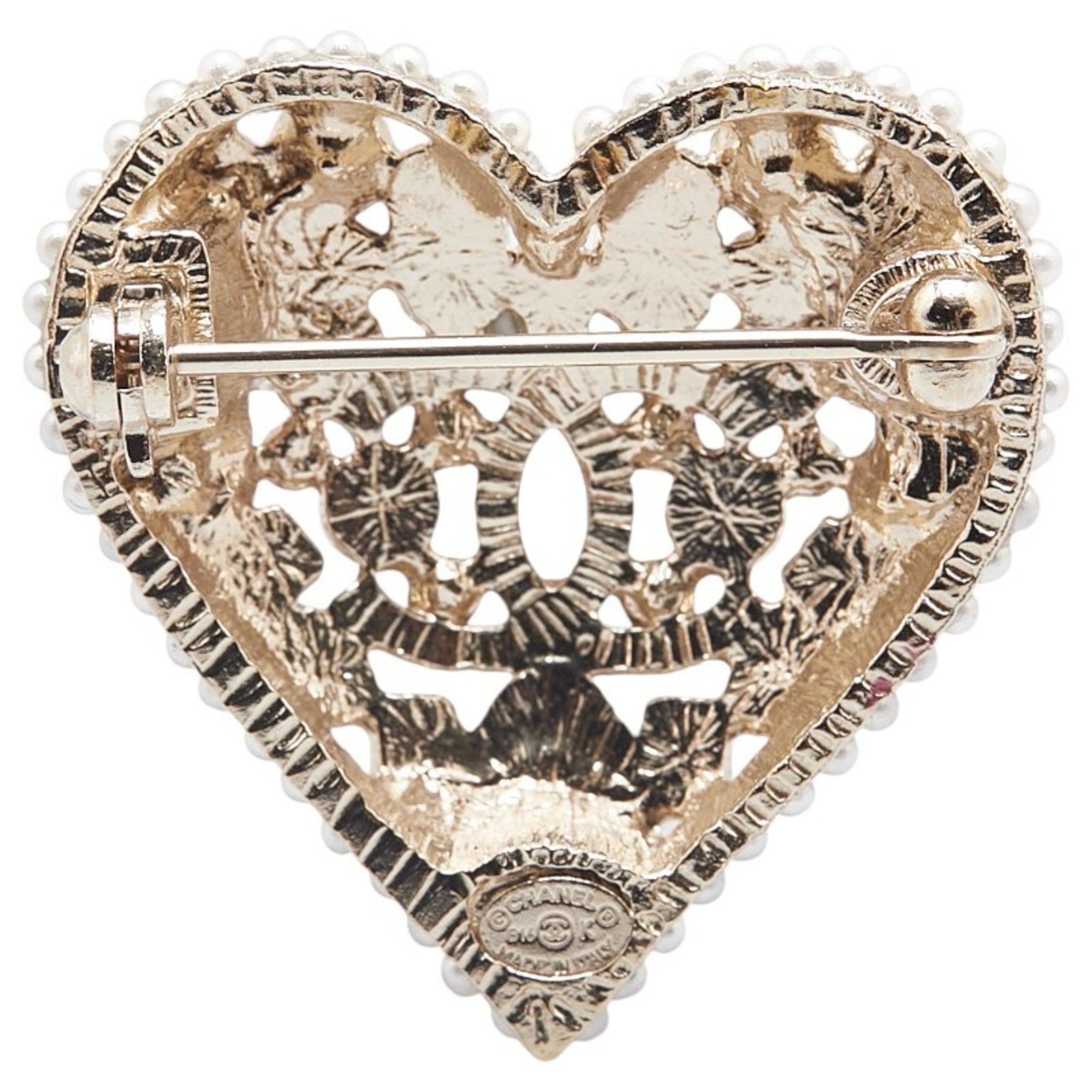 CC Logo Heart Brooch Metal