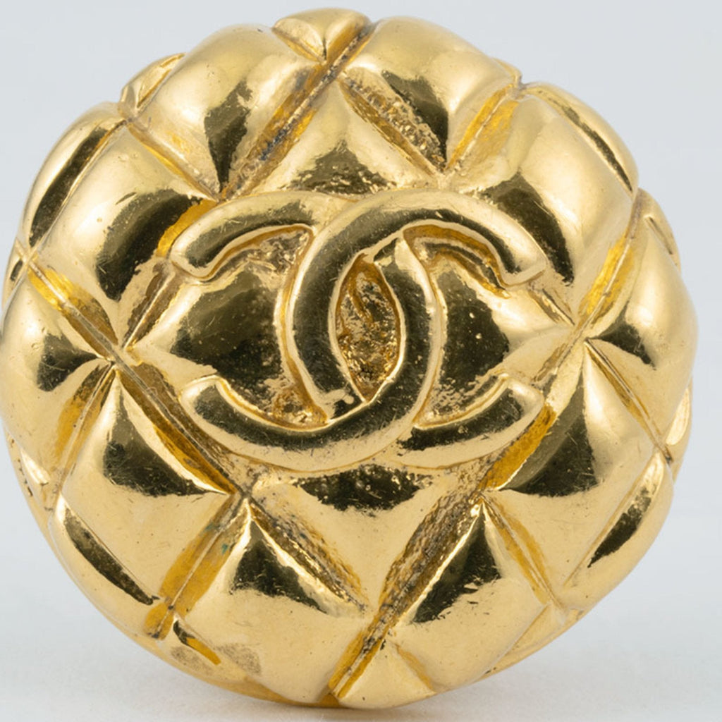 Matelasse Round Clip-On Earrings Metal Gold-Tone Metal