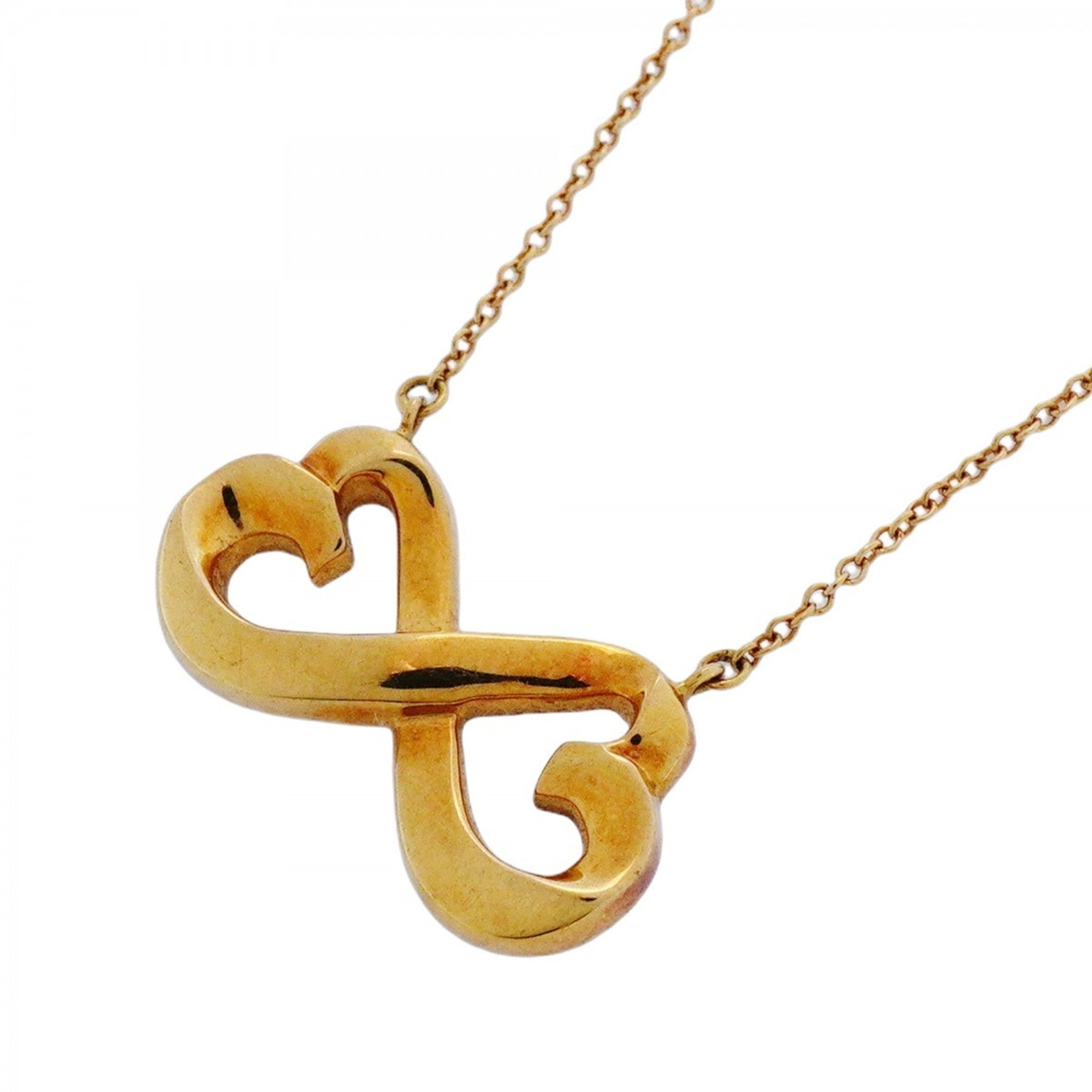 Double Loving Heart Pendant Necklace 18K Yellow Gold