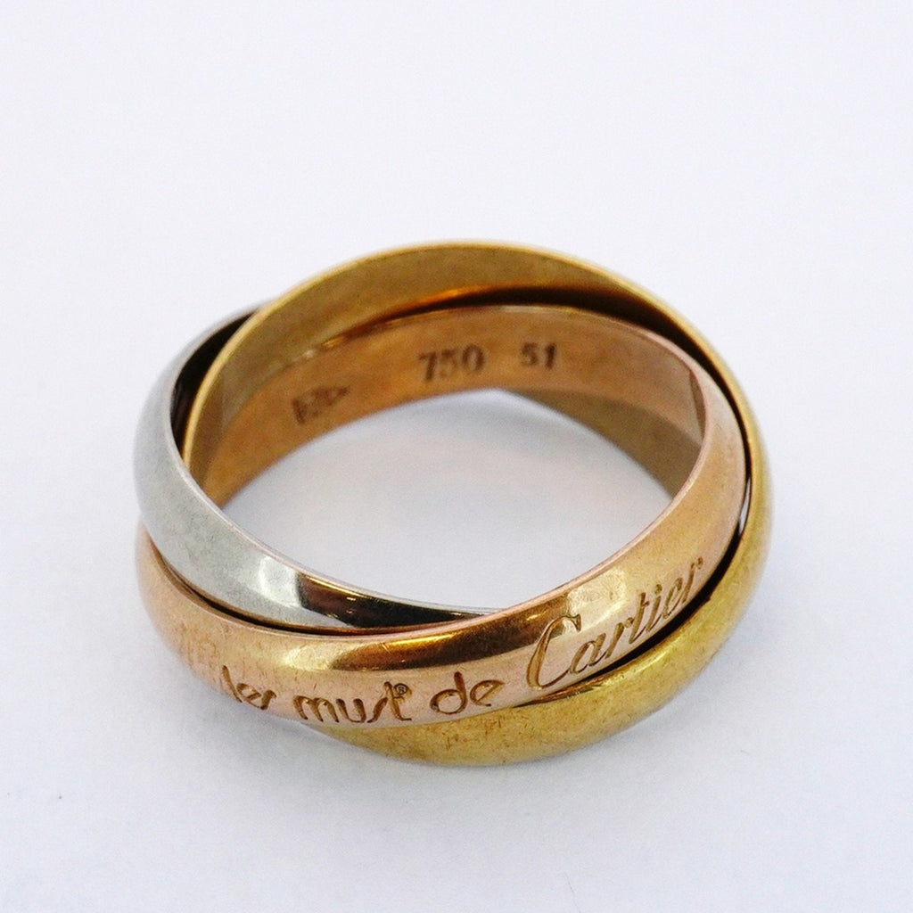 Vendome Louis Cartier Band Ring 18K Tricolor Gold