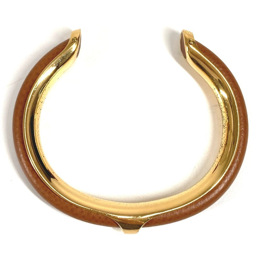 Bracelet Leather and Metal Brown and Gold