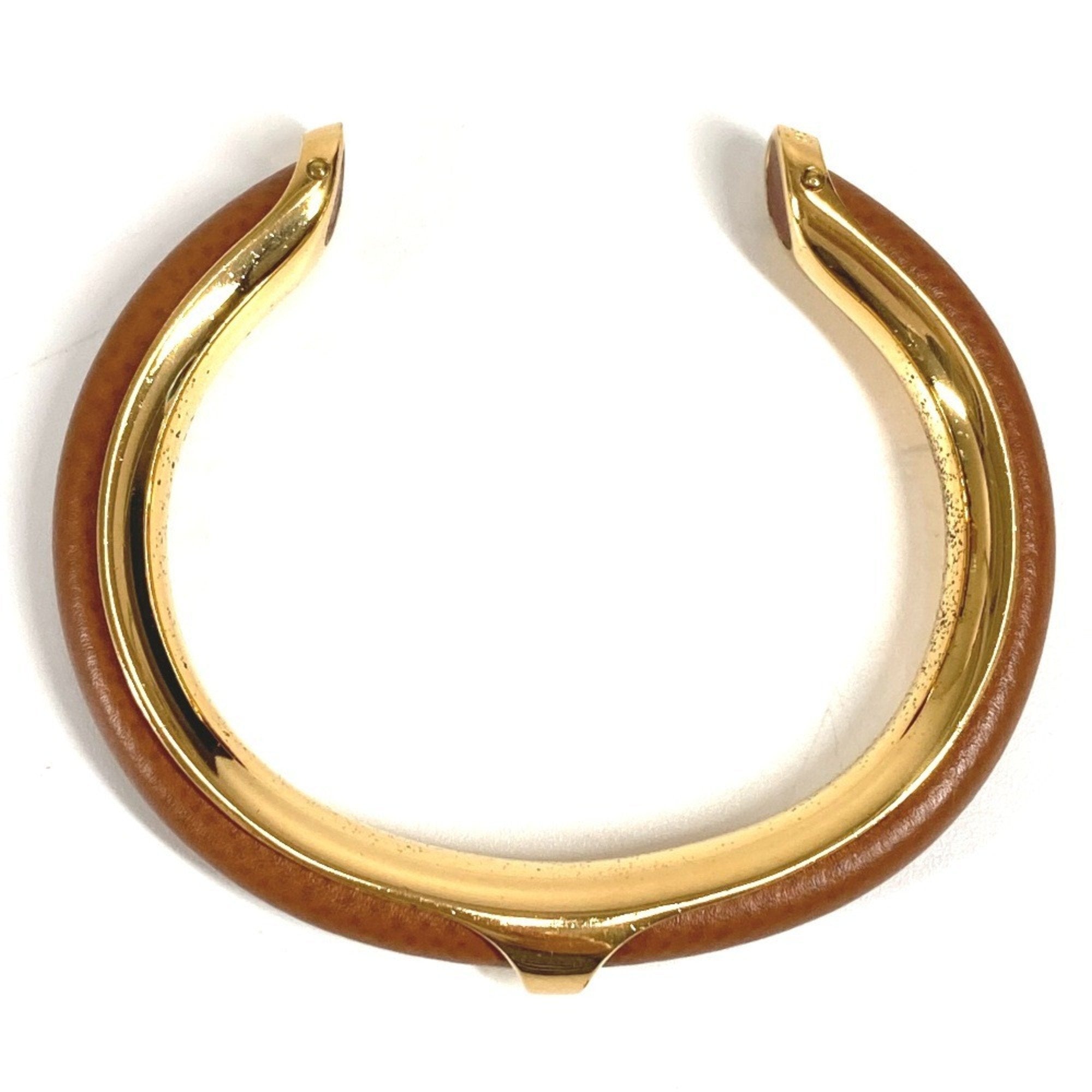 Bracelet Leather and Metal Brown and Gold