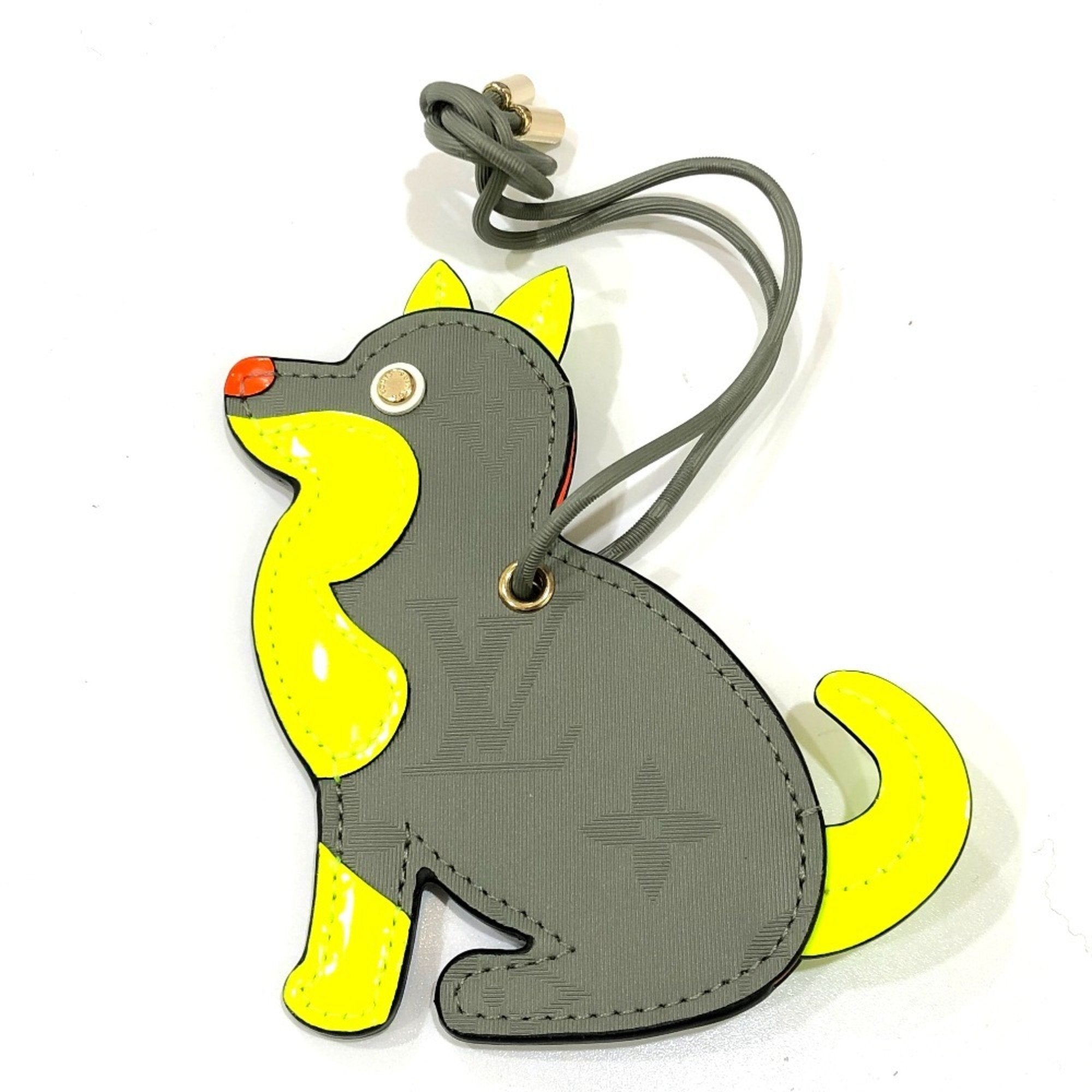 Monogram Charm Leather Gray Handbag Charm