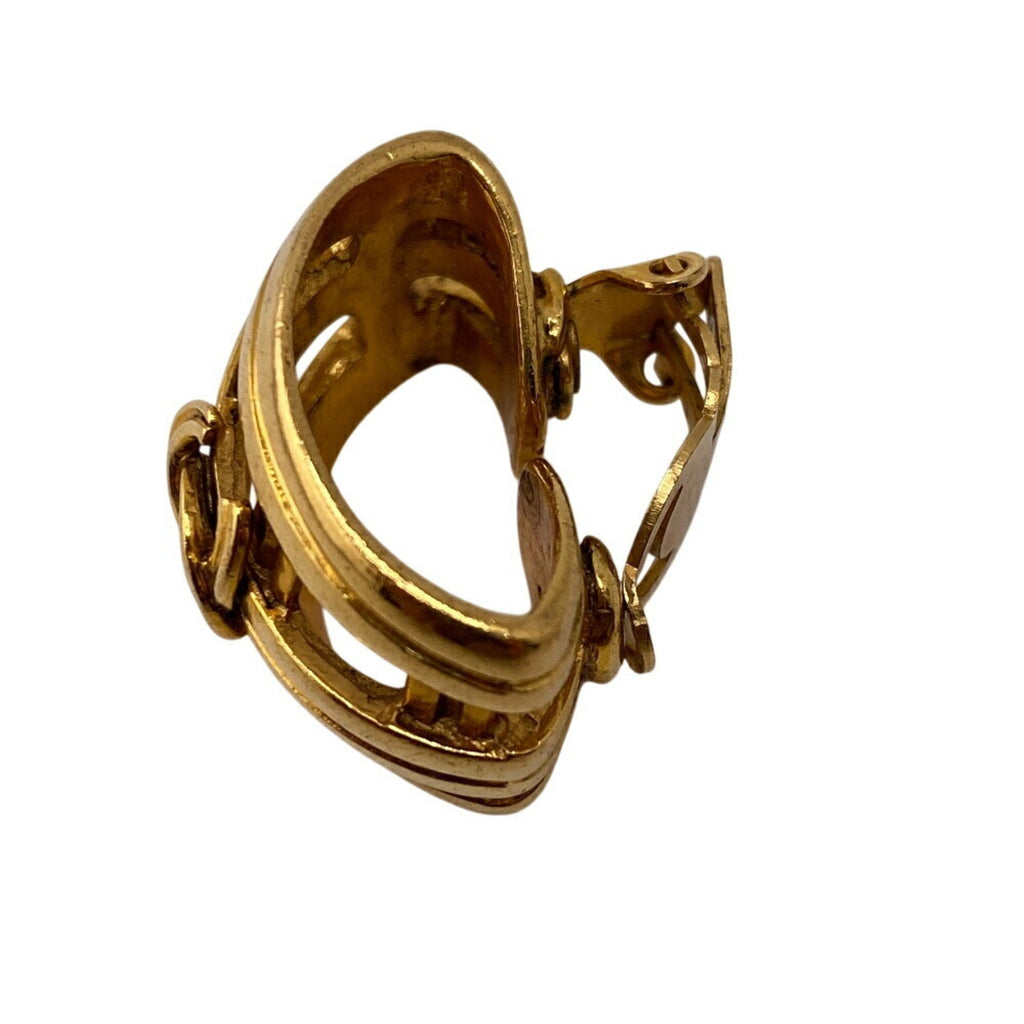 CC Logo Dangle Clip-On Earrings Metal Gold-Tone Metal