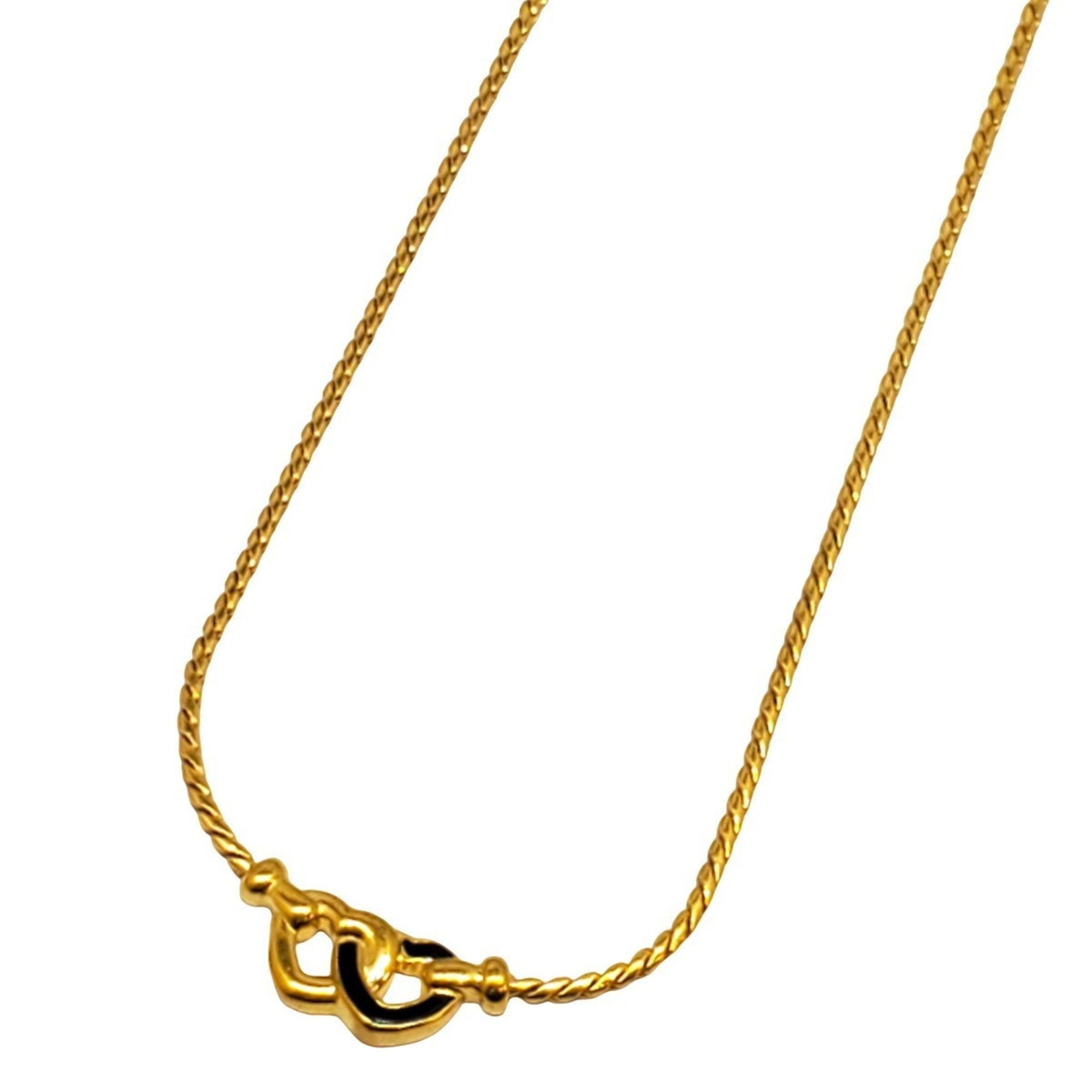 Vintage Double Heart Pendant Necklace Gold