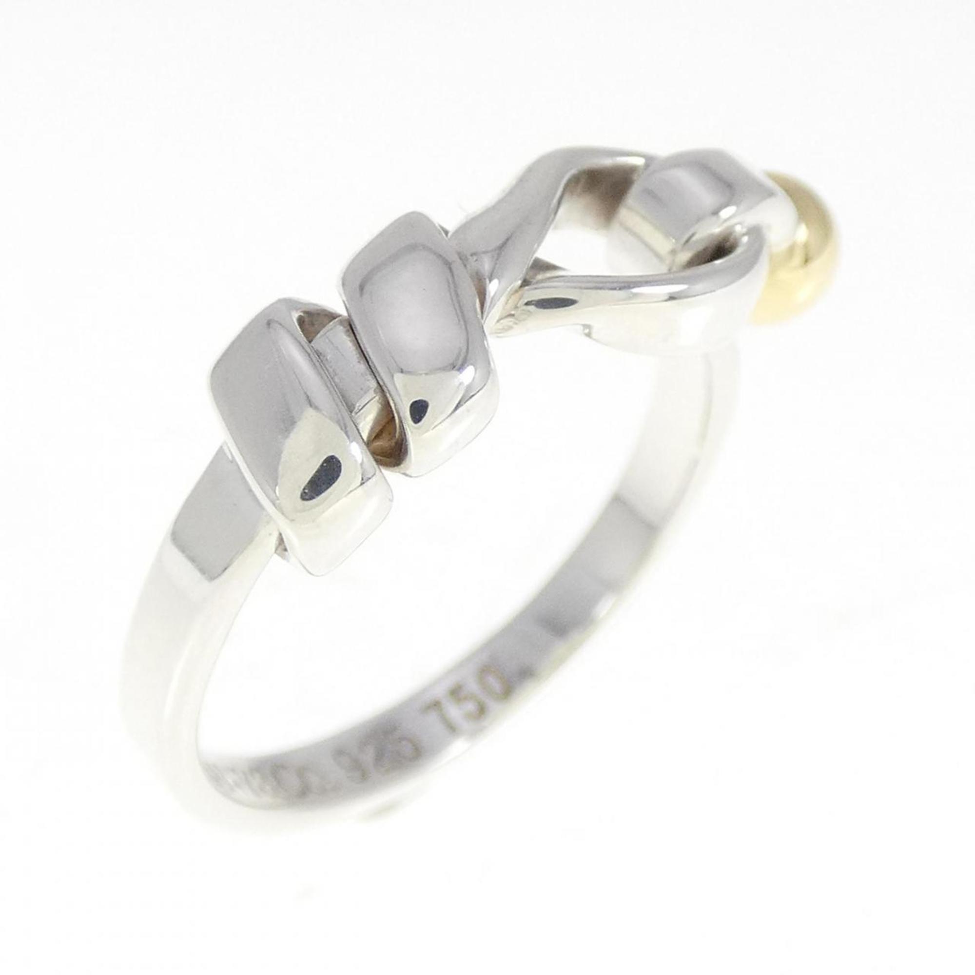 Flatwire Love Knot Ring Sterling Silver and 18K Yellow Gold