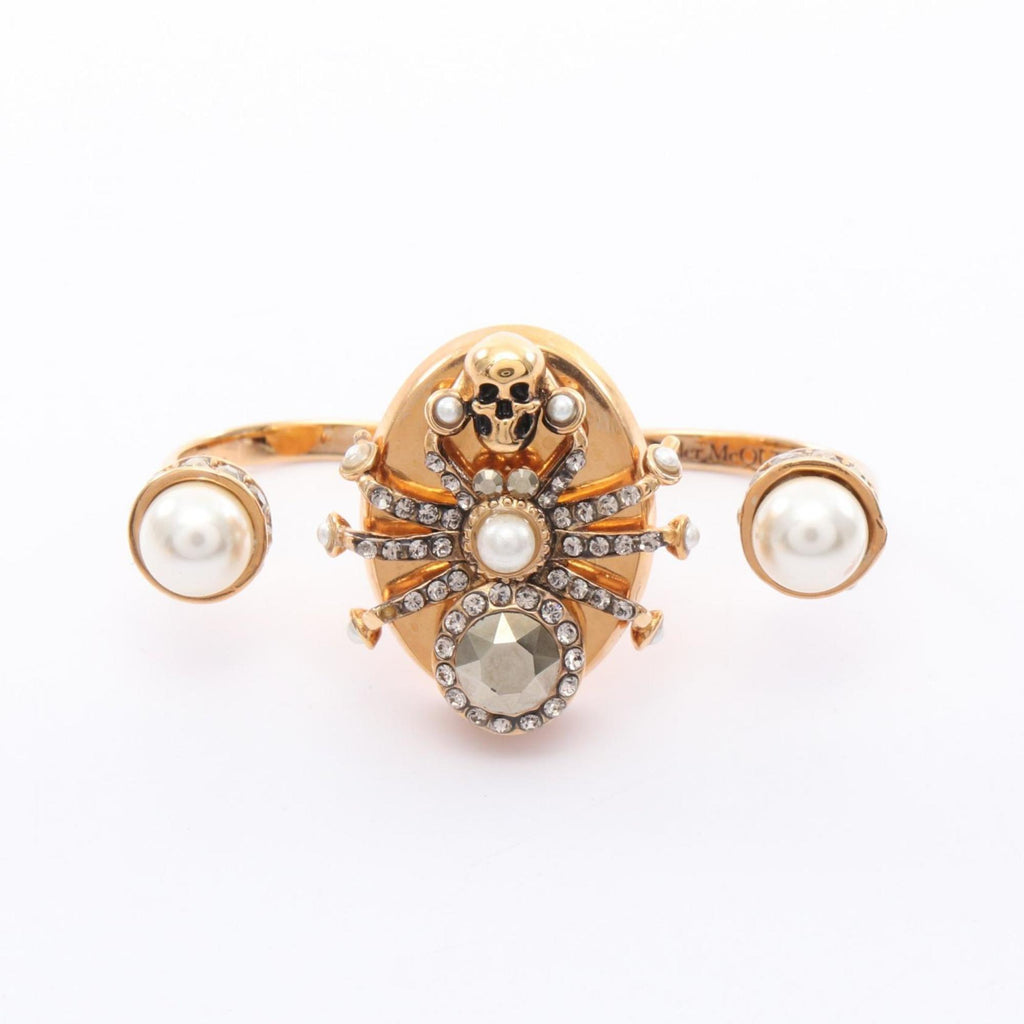 One Band Ring Gold With Faux Pearl and Rhinestone