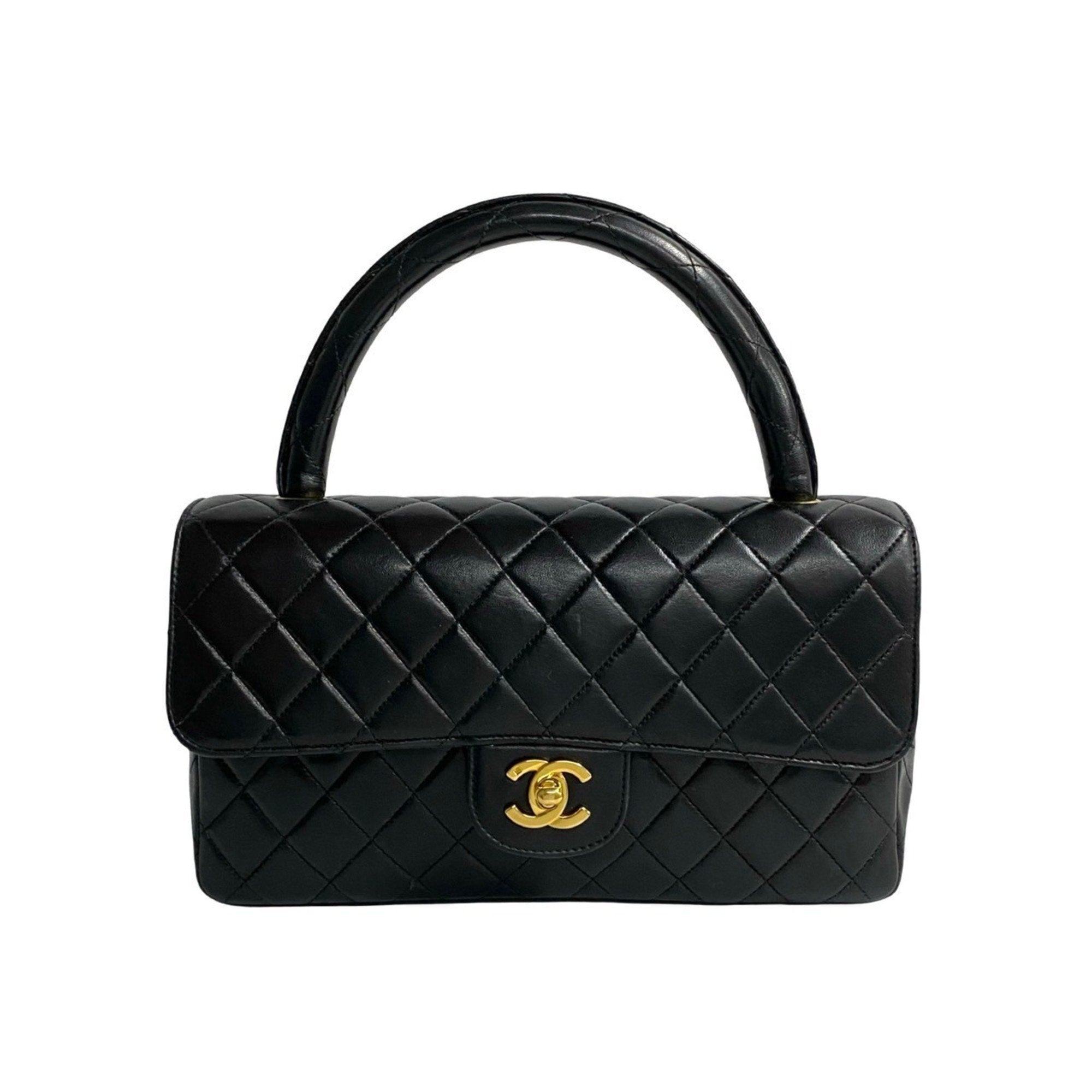 Vintage Twin Top Handle Flap Bag Quilted Lambskin Medium