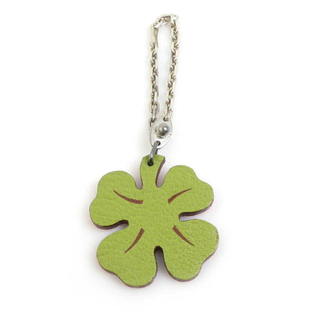 Clover Charm Leather and Sterling Silver Handbag Charm