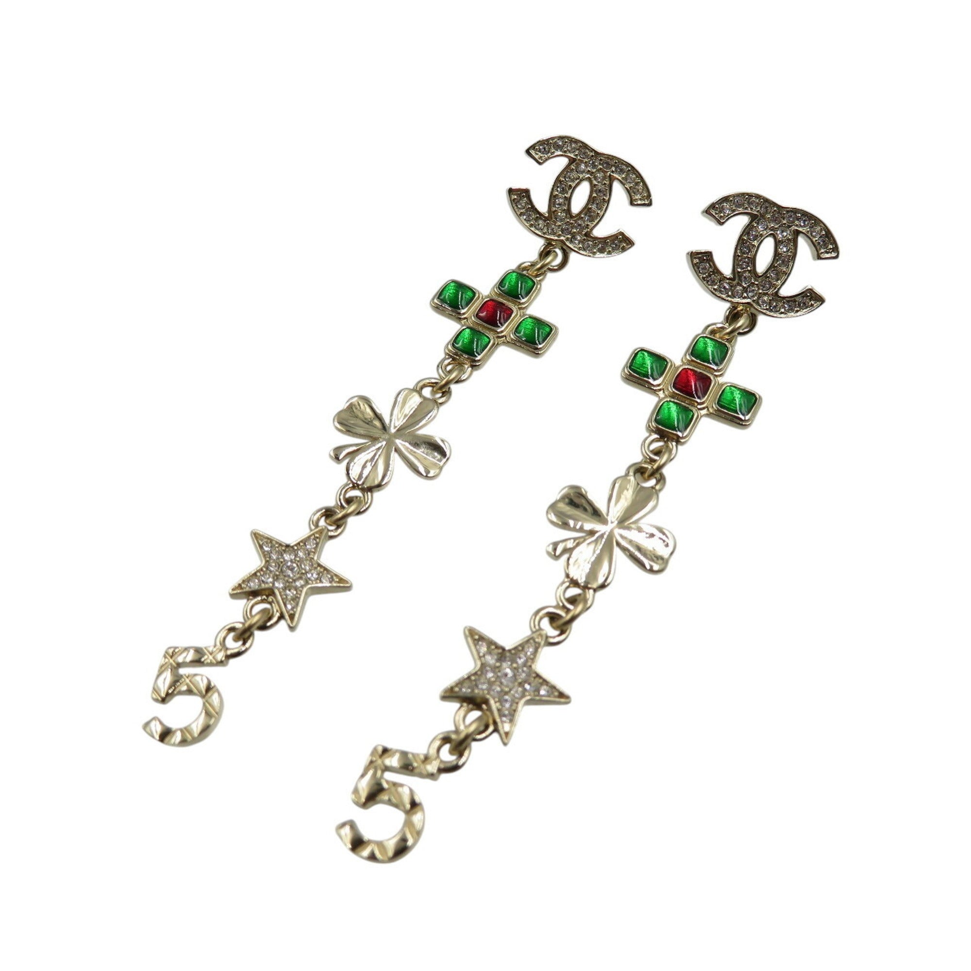 CC Logo Star Earrings Gold-Tone Metal