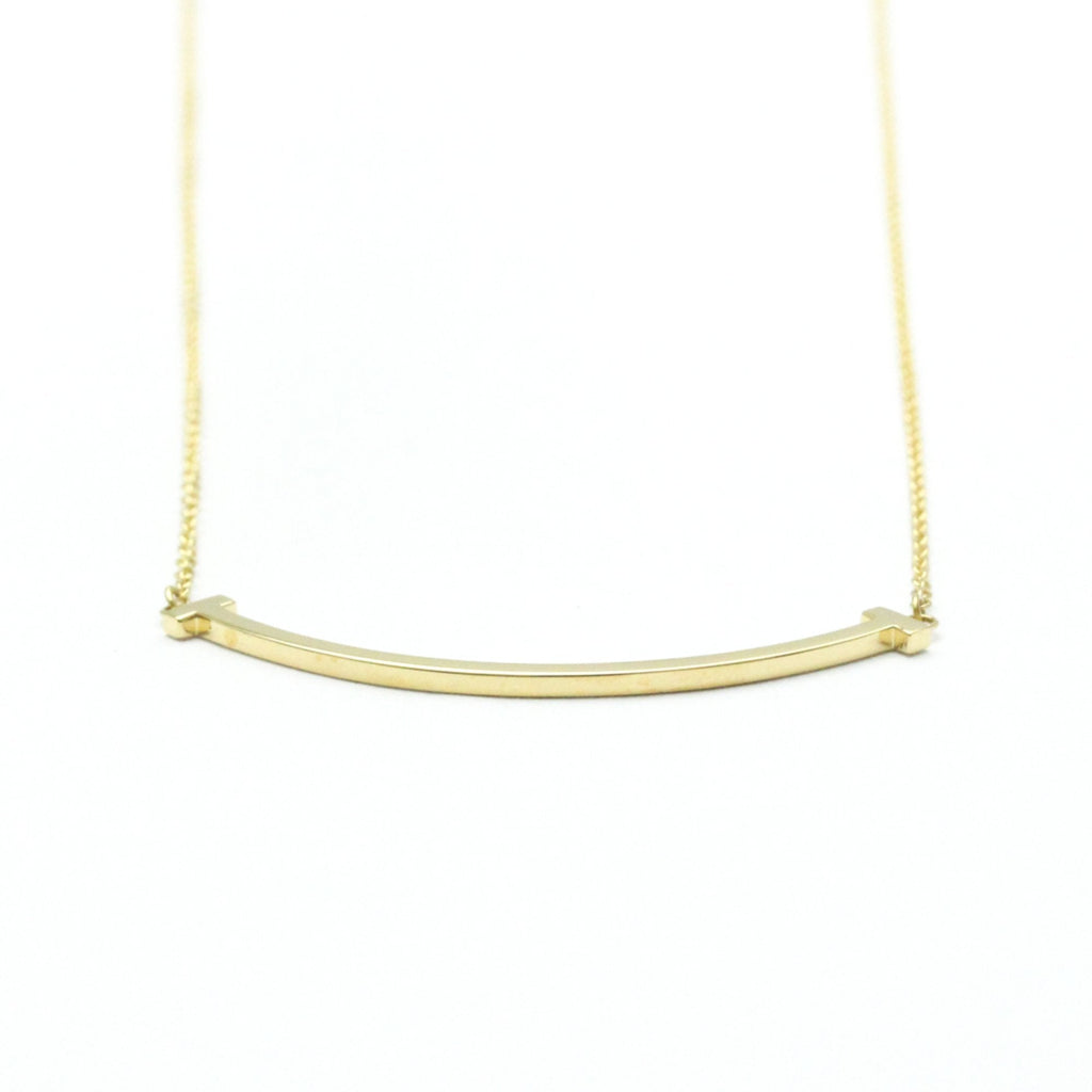 T Smile Pendant Necklace 18K Yellow Gold