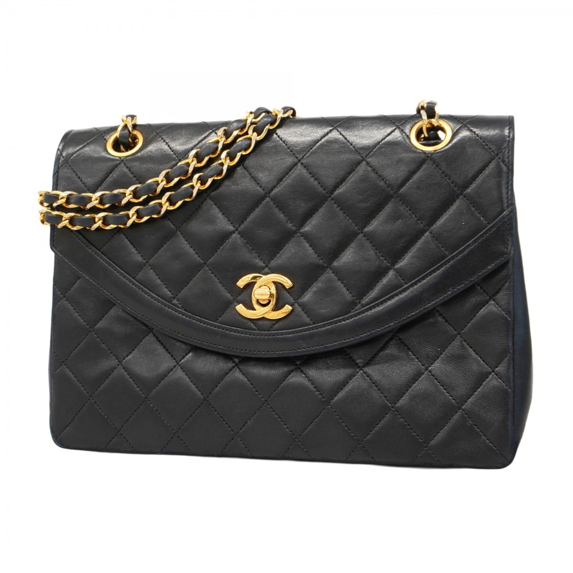 Vintage Round Flap Bag Quilted Lambskin Medium