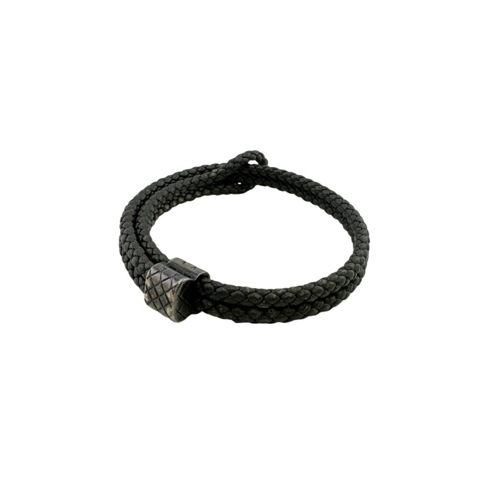 Intrecciato Bangle Leather Gray Bracelet