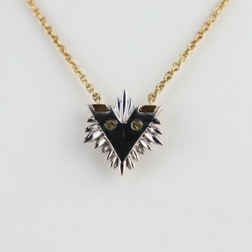 Pendant Necklace Metal and Rhinestone Gold and Silver