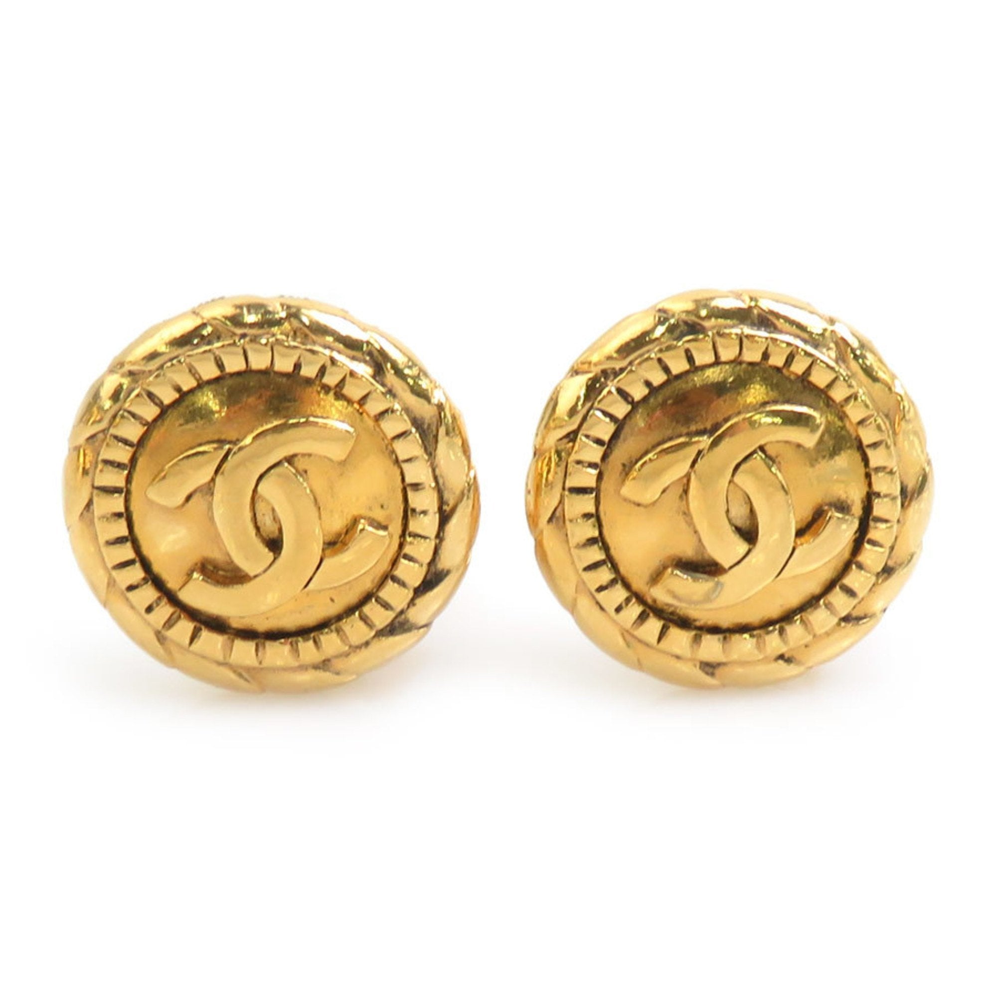 CC Logo Clip-On Earrings Gold-Tone Metal Gold-Tone Metal