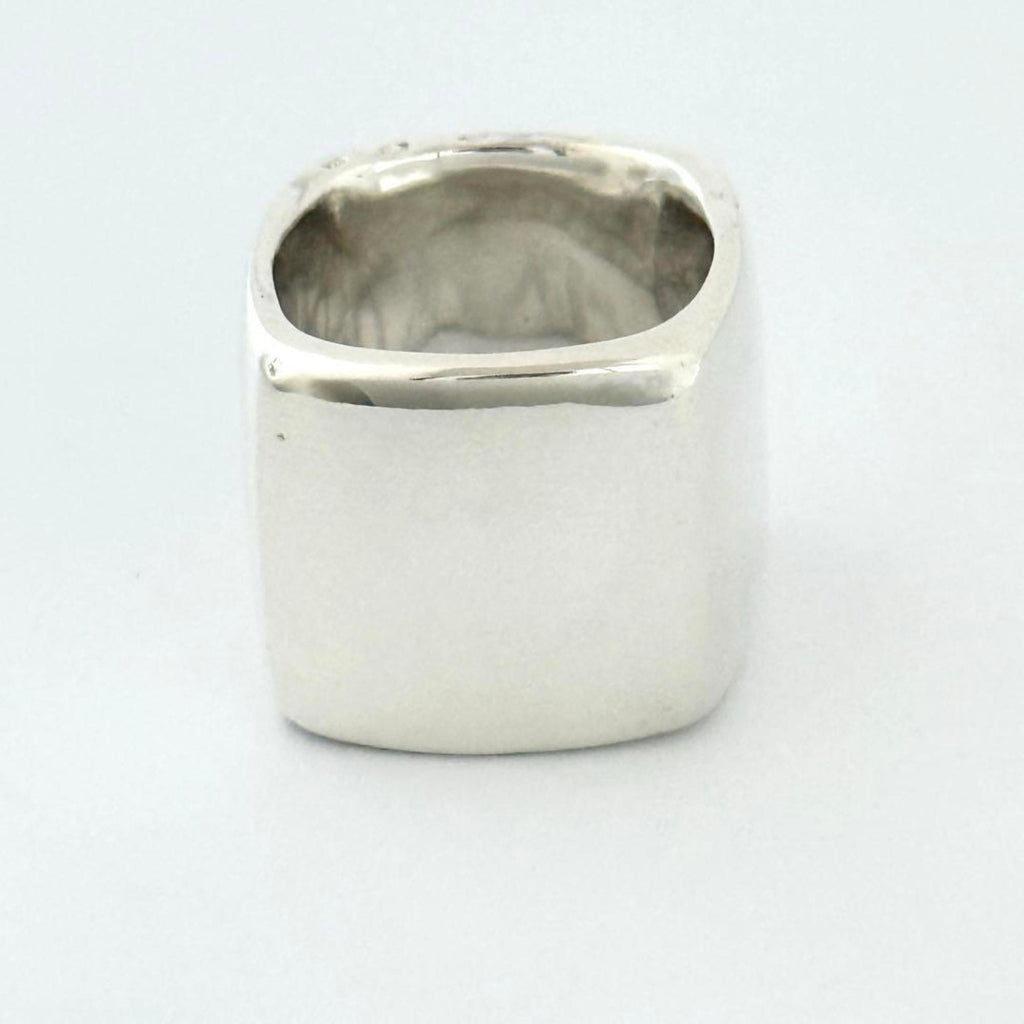 Vintage Wide Square Band Ring Sterling Silver