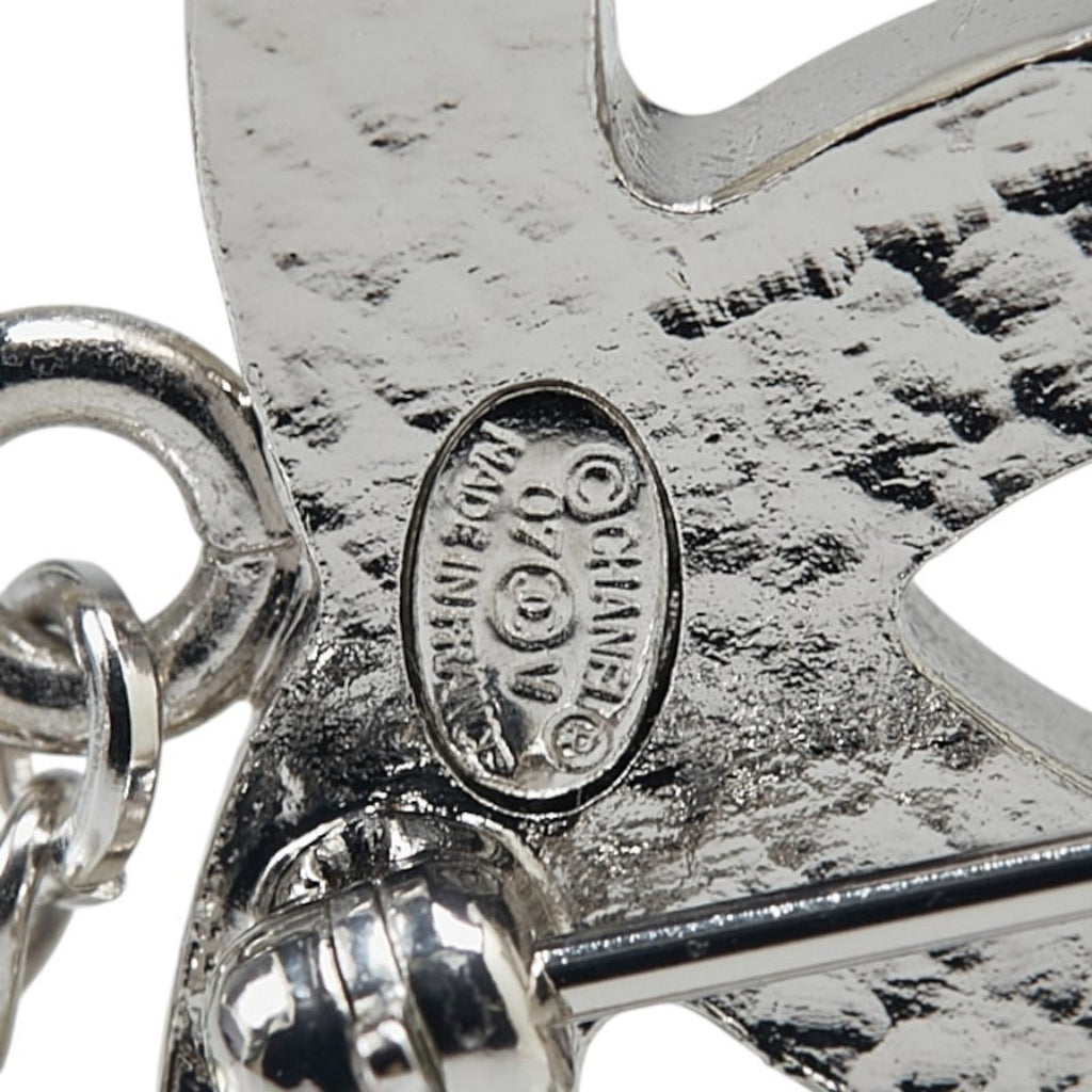 CC Logo Brooch Silver-Tone Metal