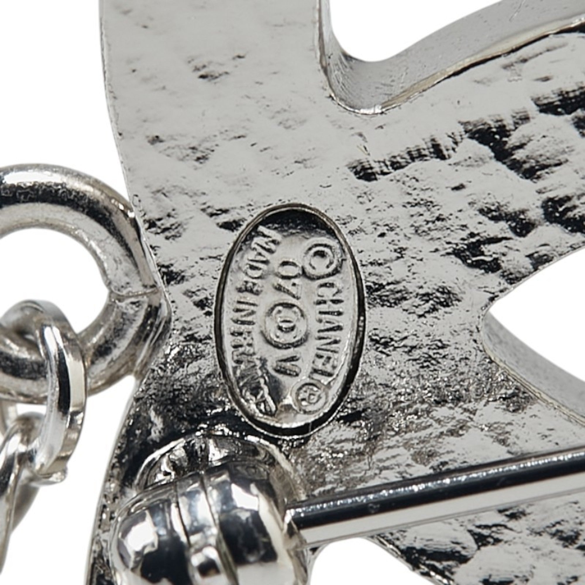 CC Logo Brooch Silver-Tone Metal