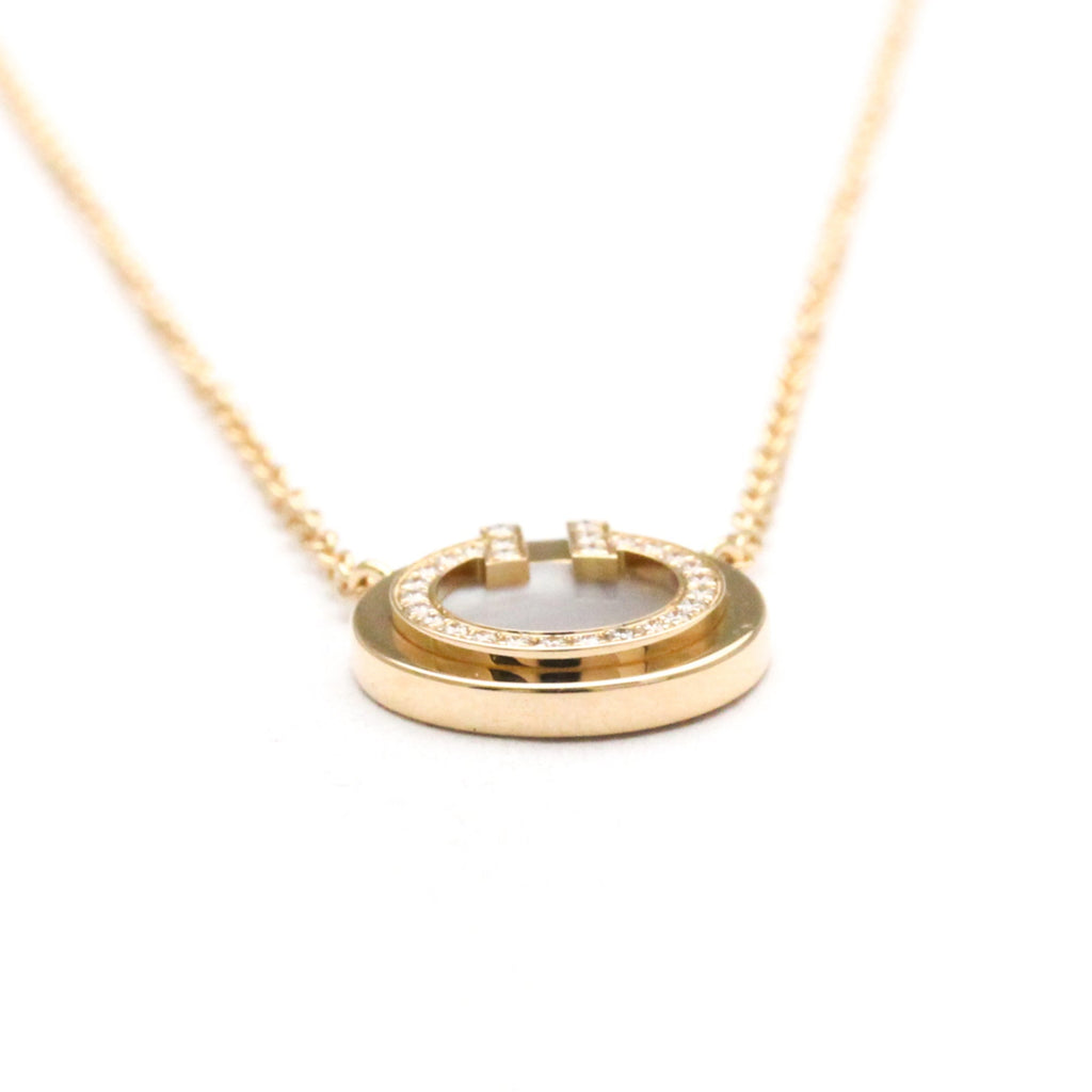 T Pendant Necklace 18K Rose Gold Mini with Diamond and Mother Of Pearl