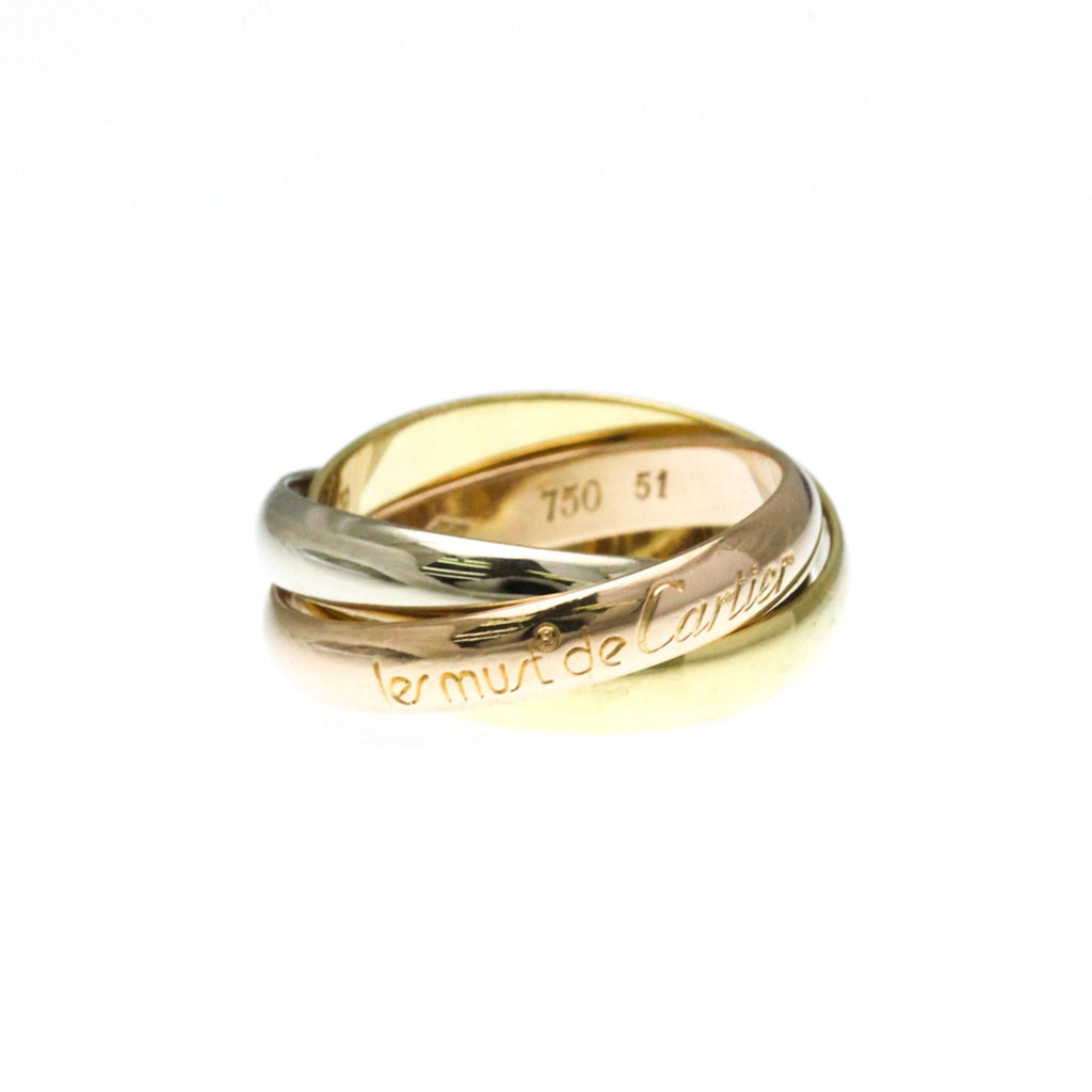 Vendome Louis Cartier Band Ring 18K Tricolor Gold