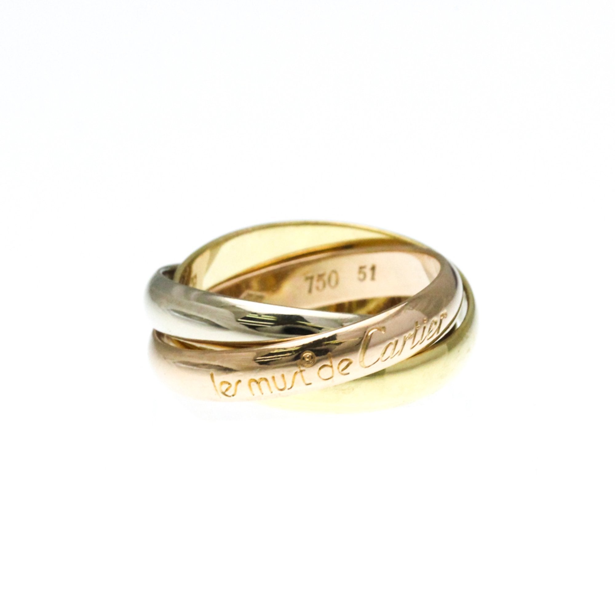 Vendome Louis Cartier Band Ring 18K Tricolor Gold
