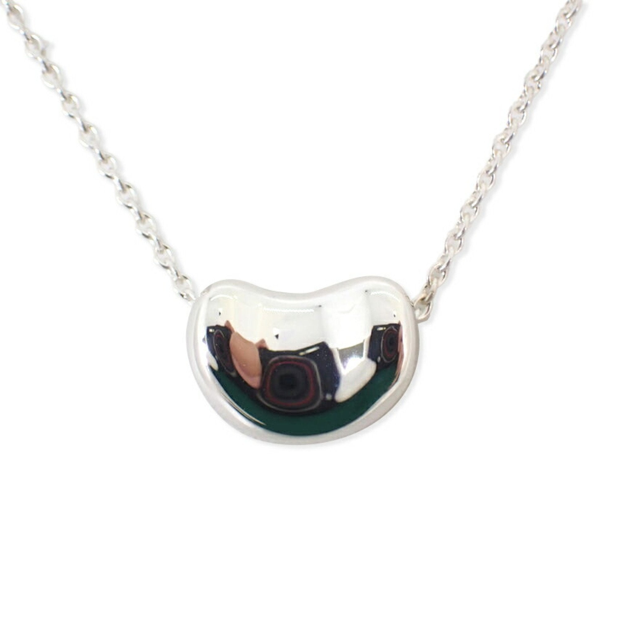 Bean Pendant Necklace Sterling Silver 7.7mm