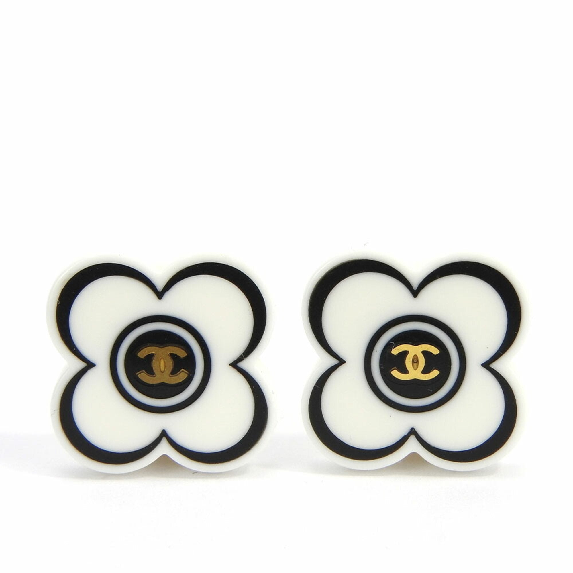 CC Logo Clover Flower Earrings Metal