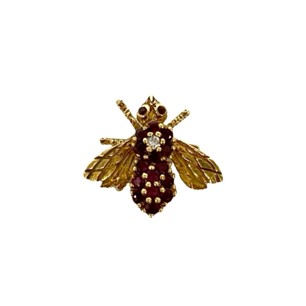 Bee Motif Brooch 18K Yellow Gold and Diamond