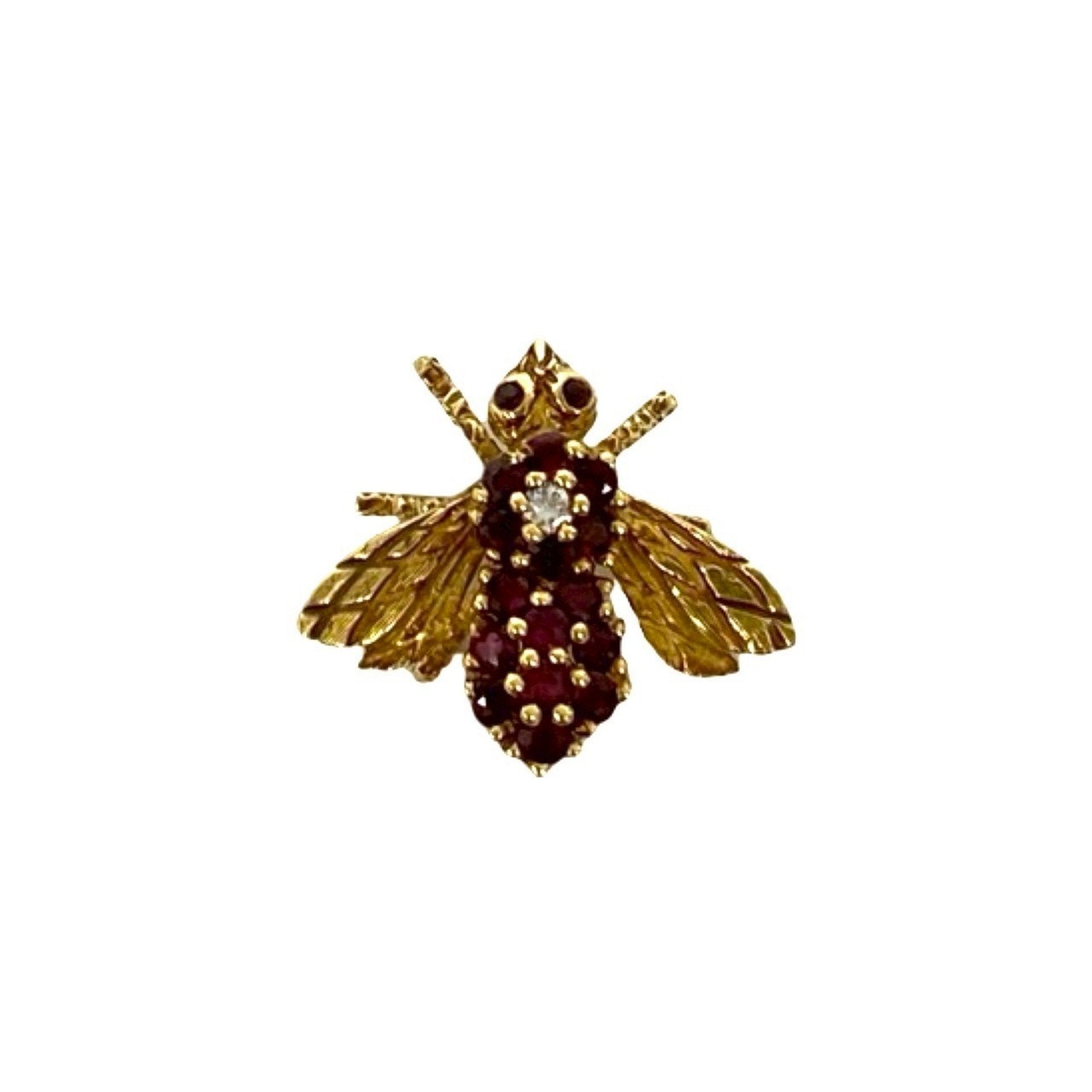 Bee Motif Brooch 18K Yellow Gold and Diamond