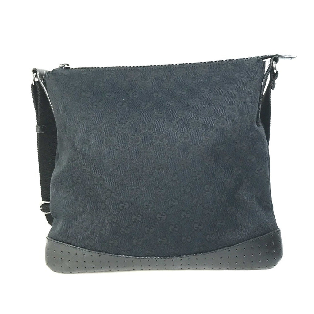Zip Messenger Bag GG Canvas with Perforated Leather Medium
