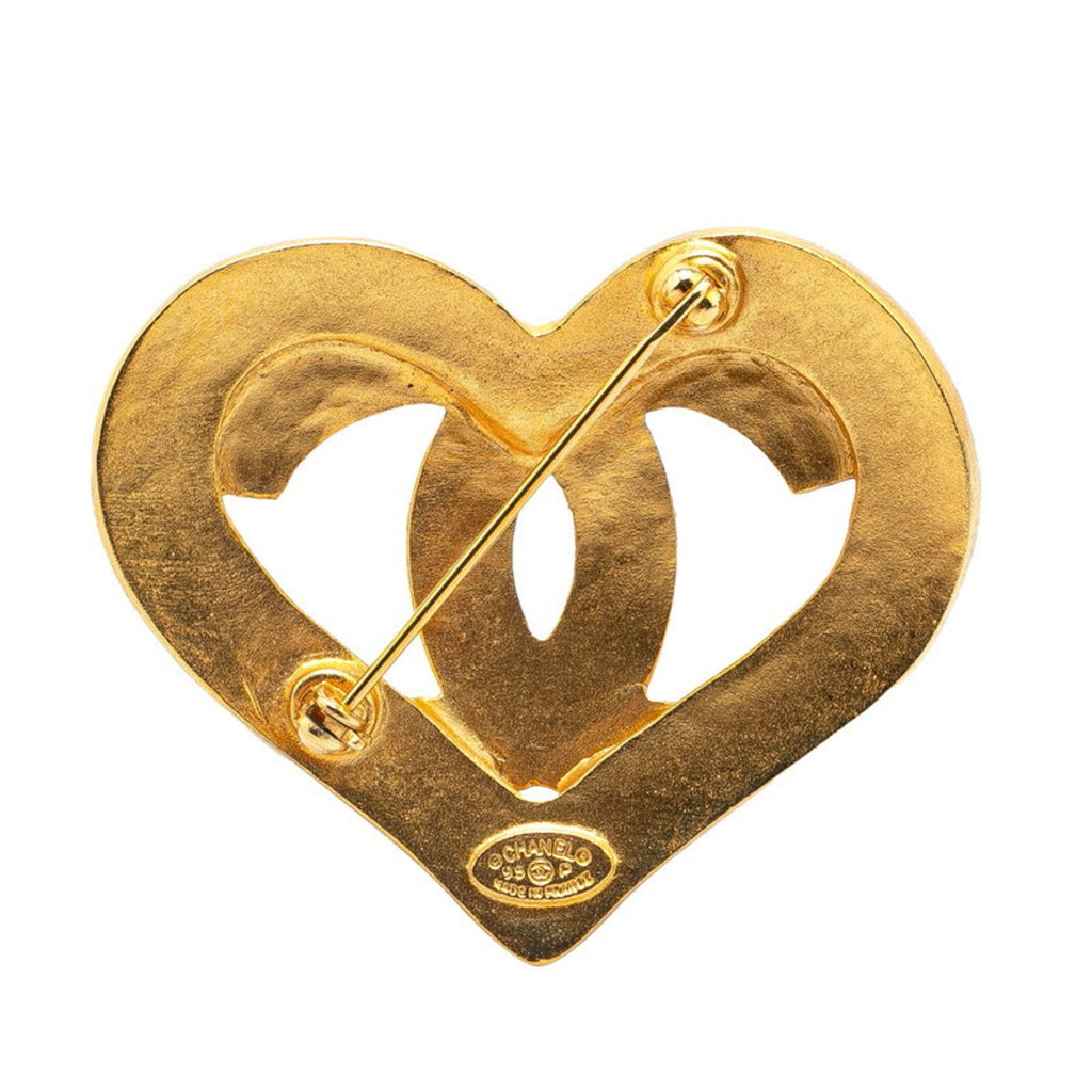 CC Logo Heart Brooch Metal
