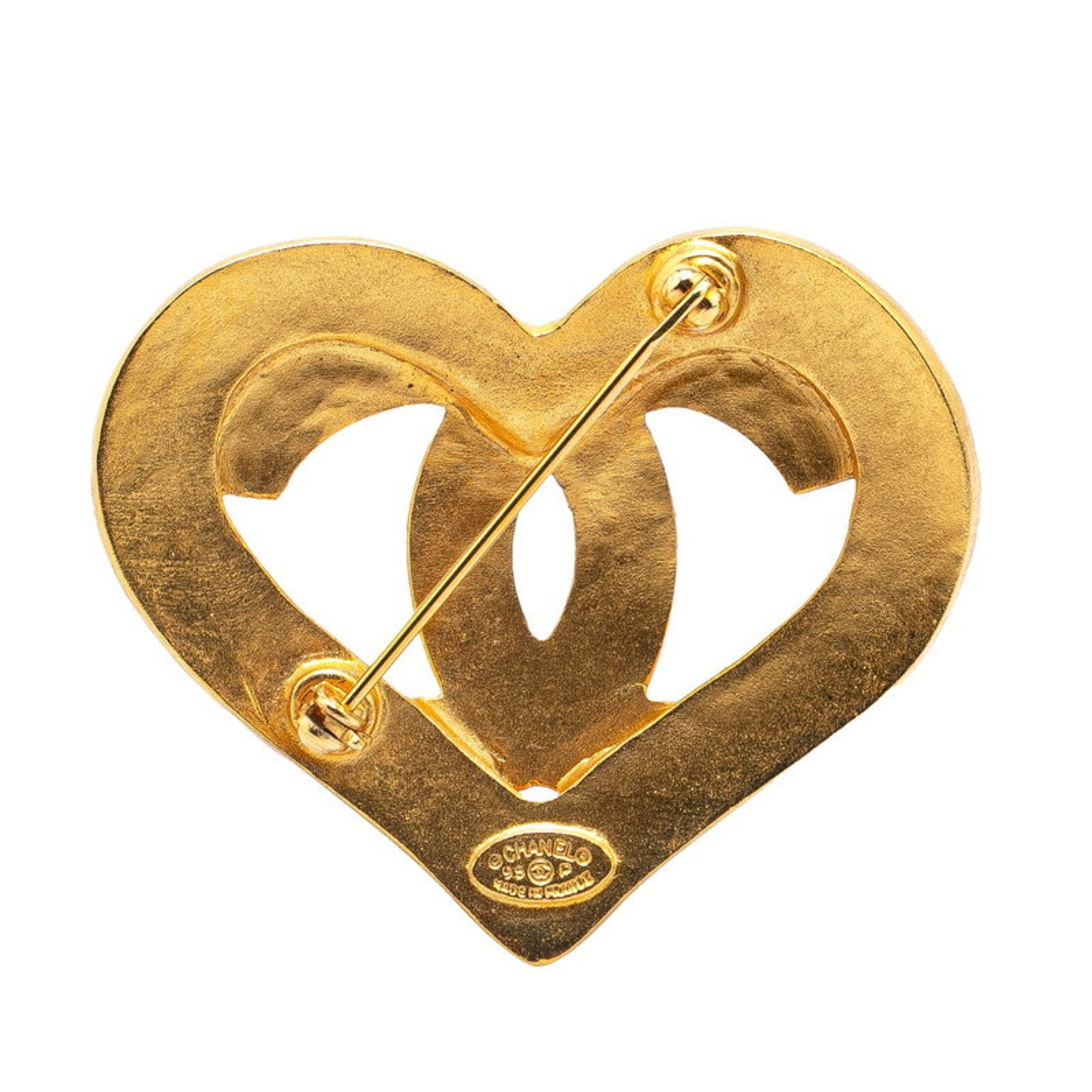 CC Logo Heart Brooch Metal
