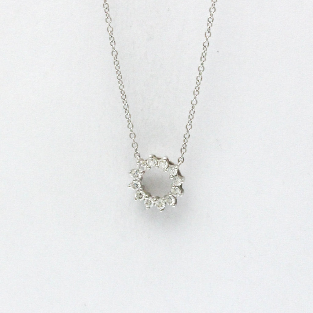 Open Circle Pendant Necklace Platinum With Diamond Mini