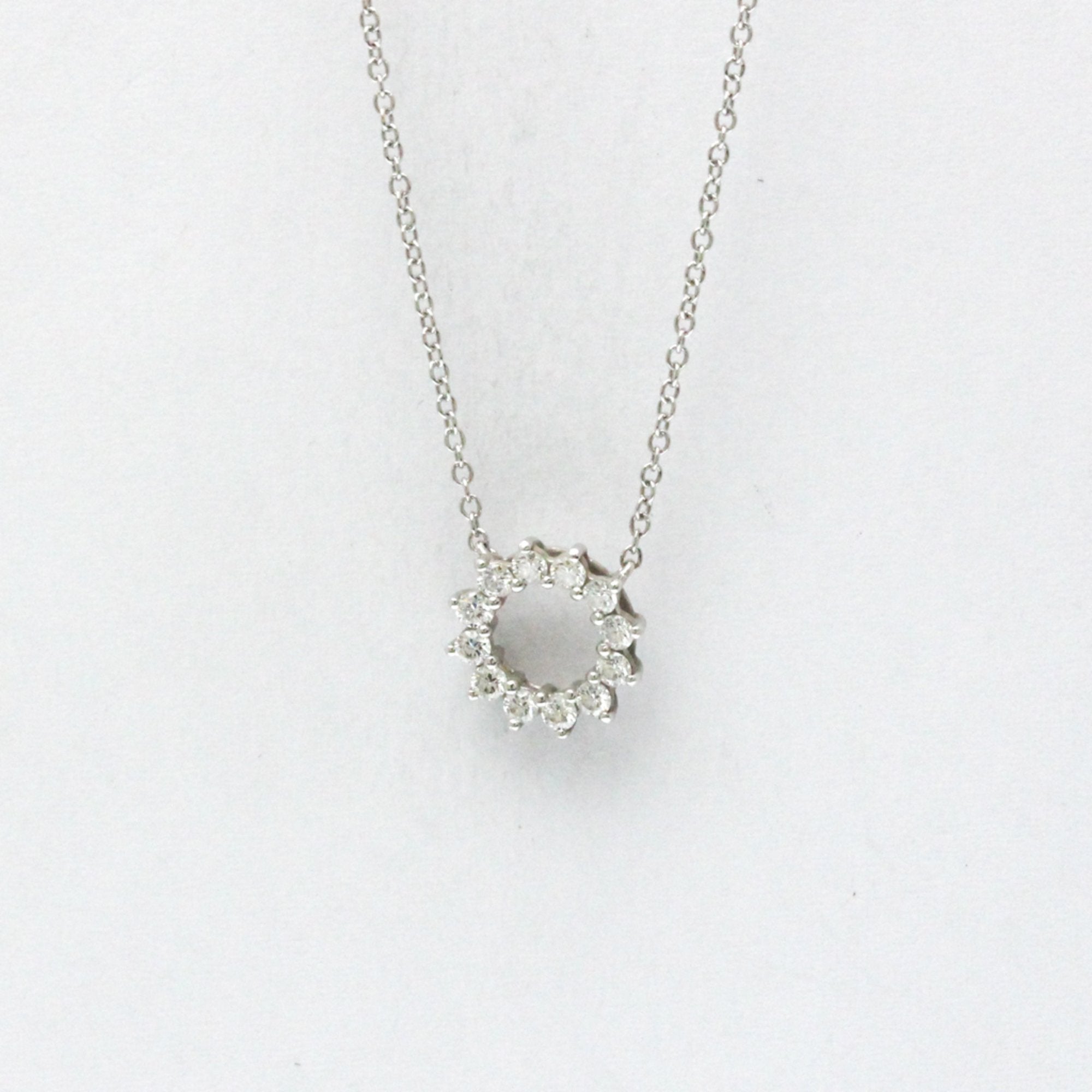 Open Circle Pendant Necklace Platinum With Diamond Mini