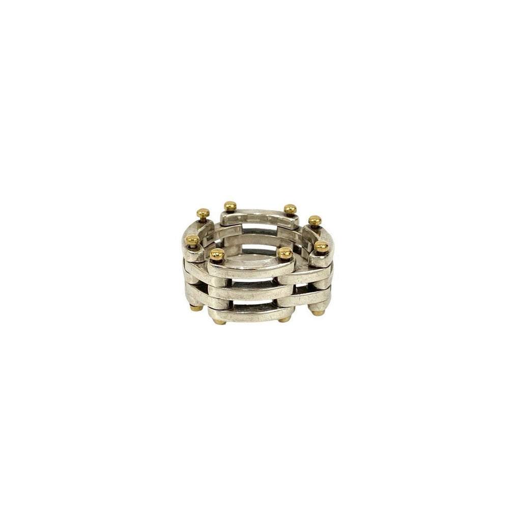 Gate Ring 18K Yellow Gold and Sterling Silver