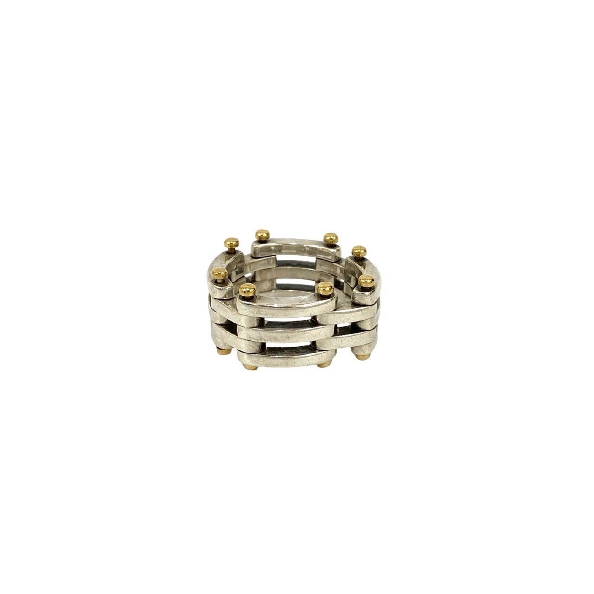 Gate Ring 18K Yellow Gold and Sterling Silver