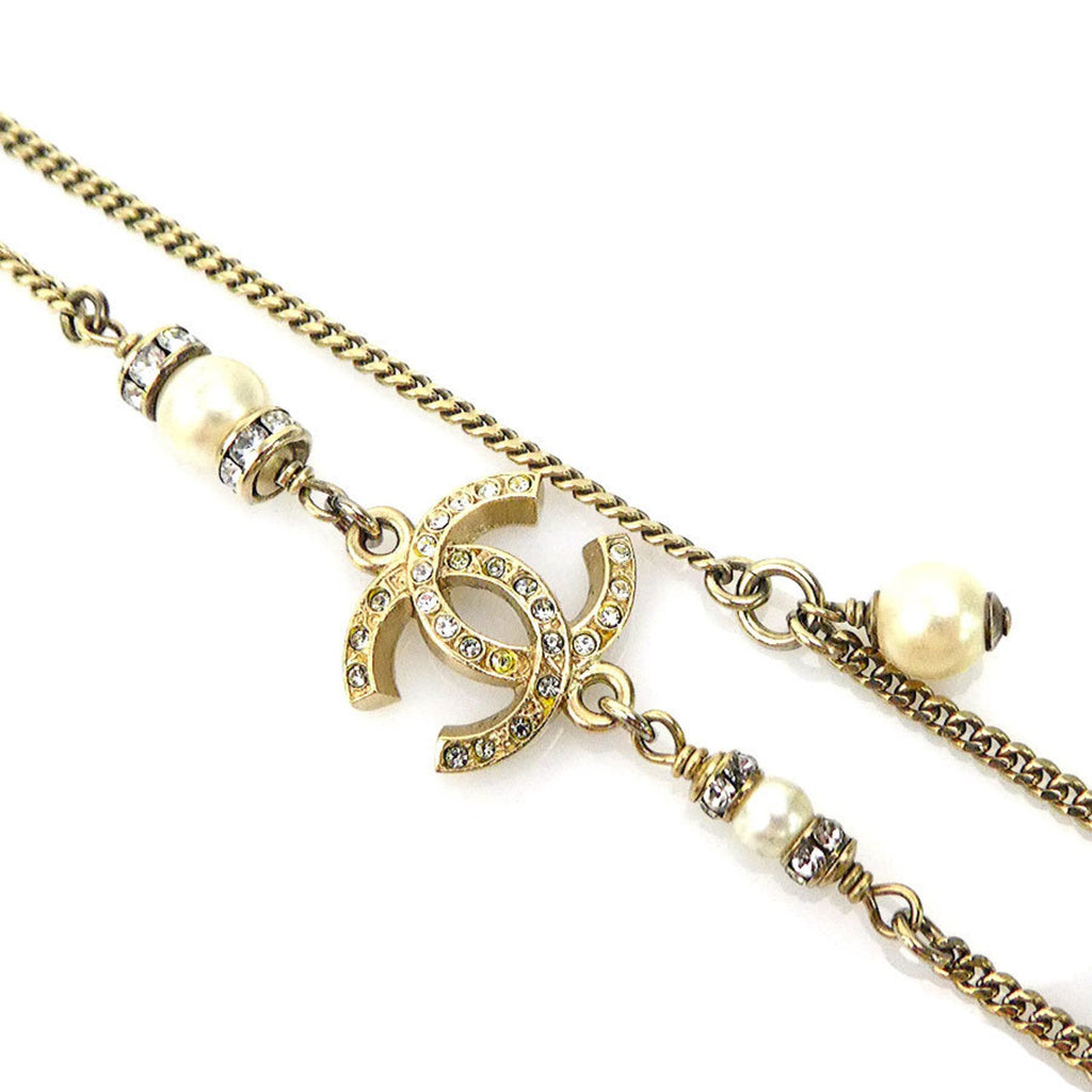 CC Logo Pendant Necklace Gold-Tone Metal