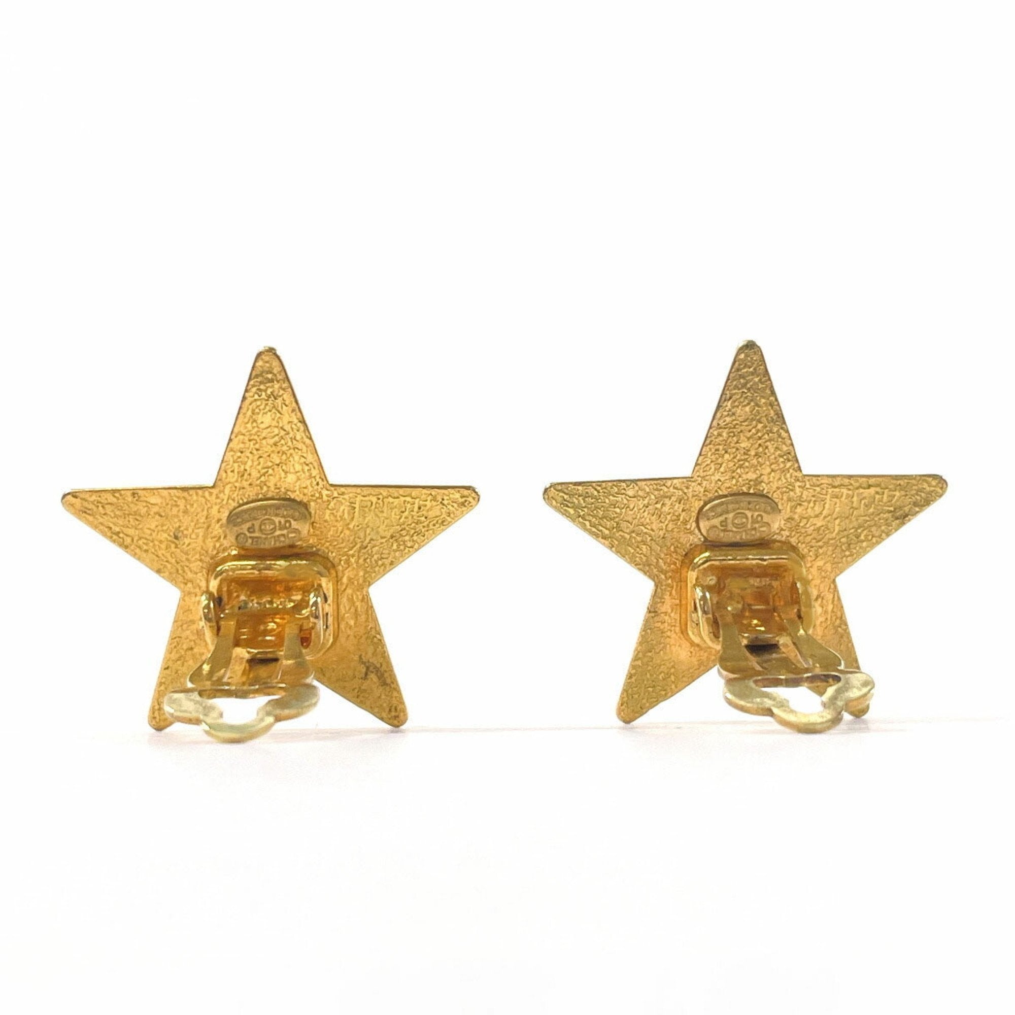 CC Logo Star Clip-On Earrings Metal Gold-Tone Metal