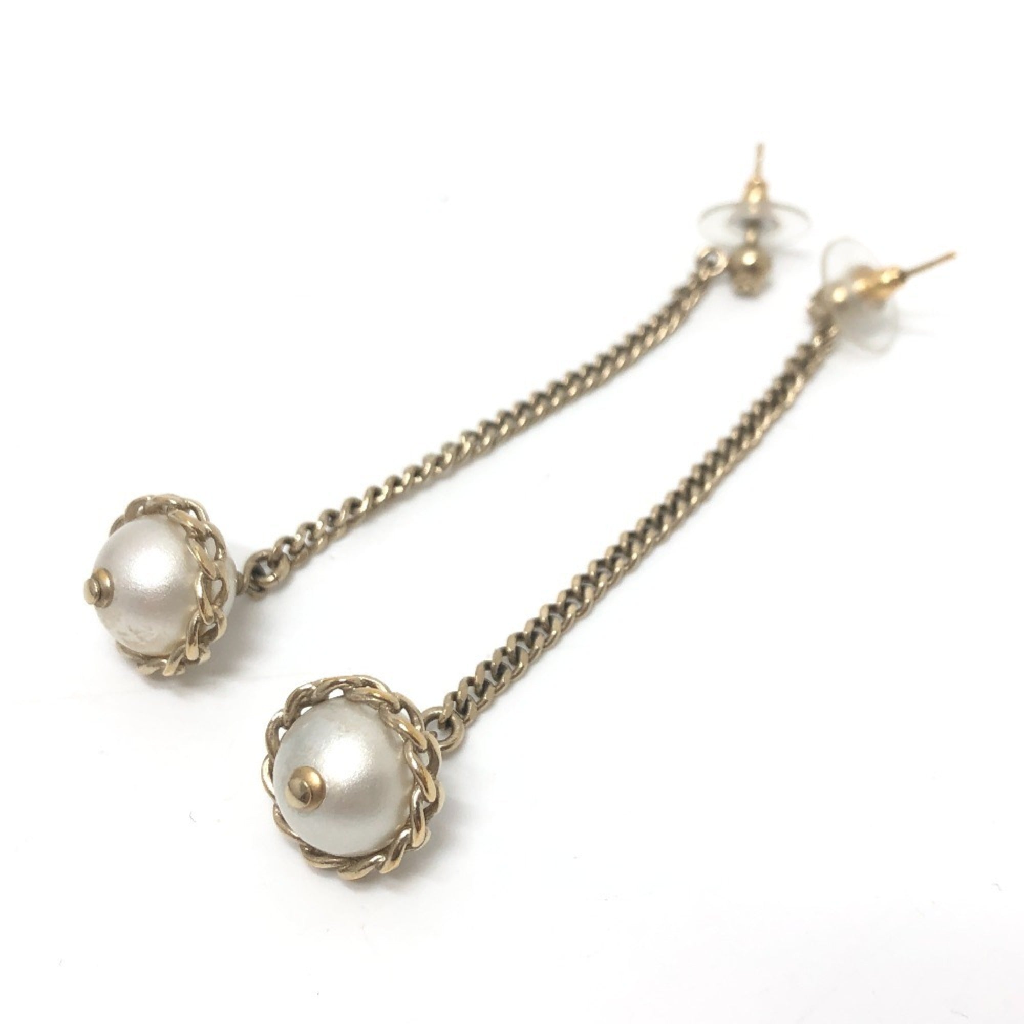 Earrings Pearl Gold-Tone Metal